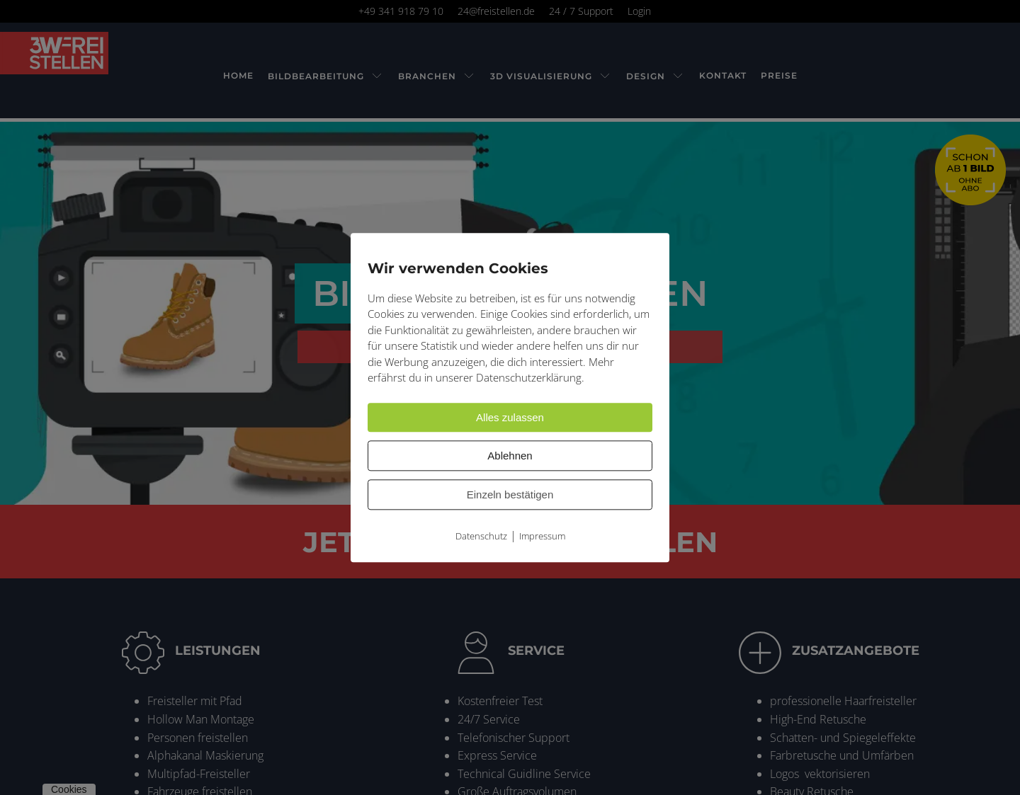 Aktuelle Website-Vorschau von 3W FREISTELLEN