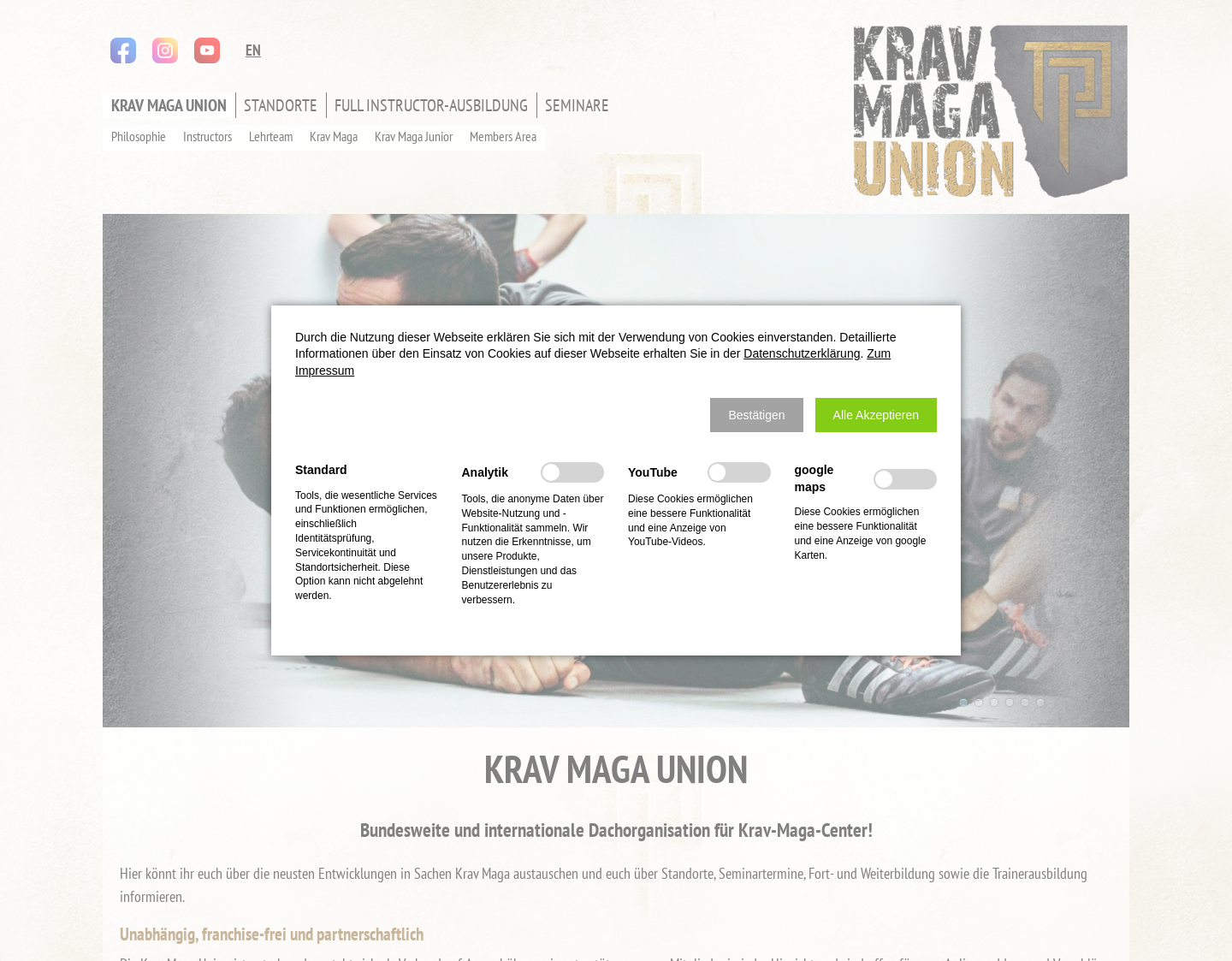 Aktuelle Website-Vorschau von Krav Maga Union