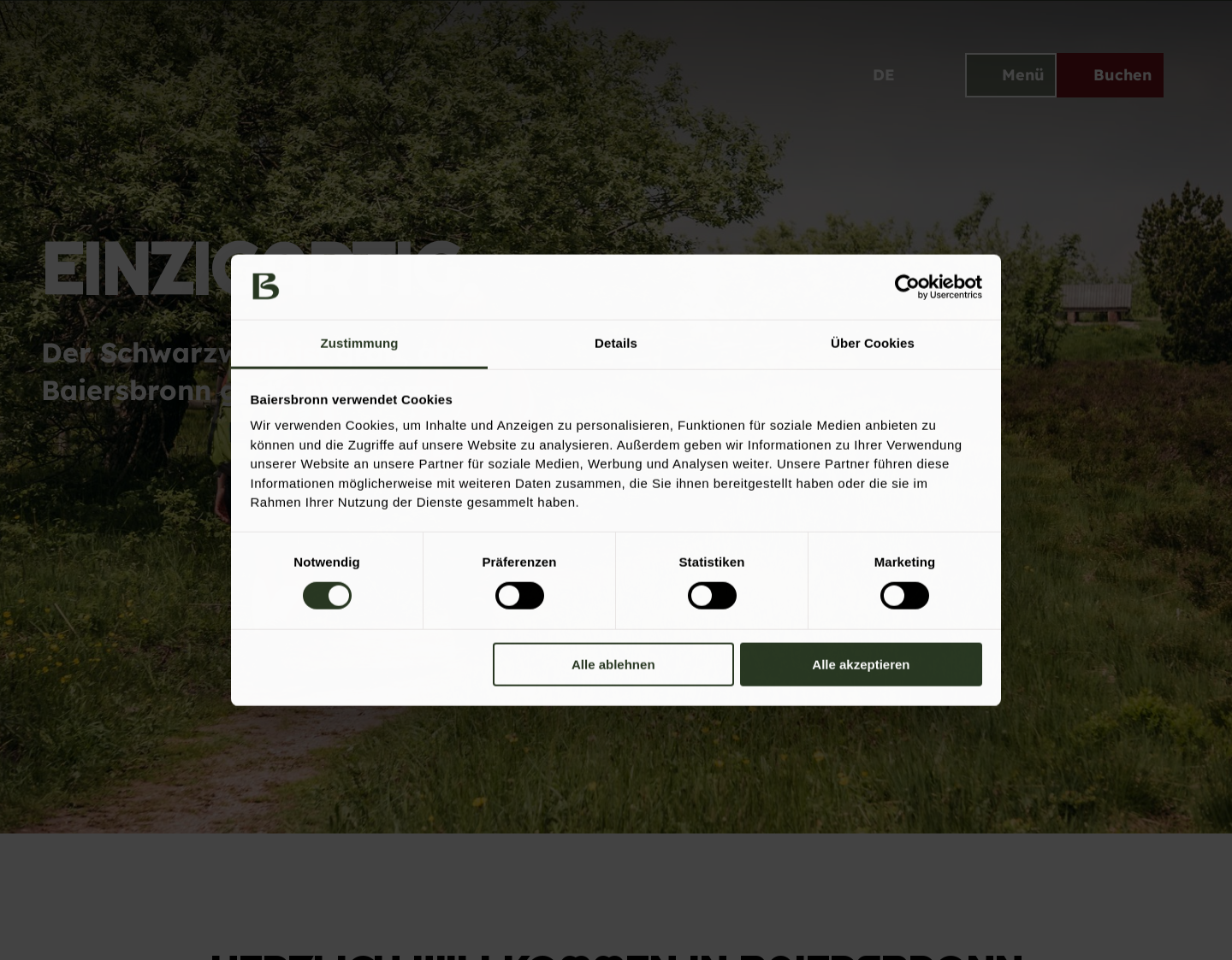 Aktuelle Website-Vorschau von Baiersbronn im Schwarzwald