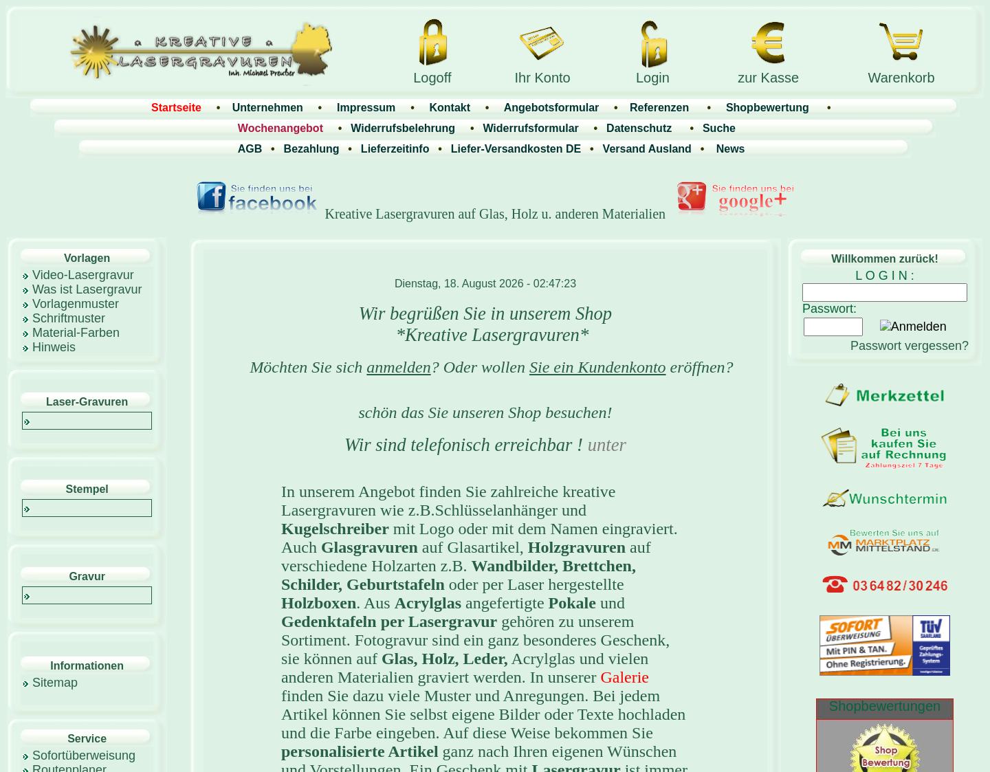 Aktuelle Website-Vorschau von Kreative Lasergravuren