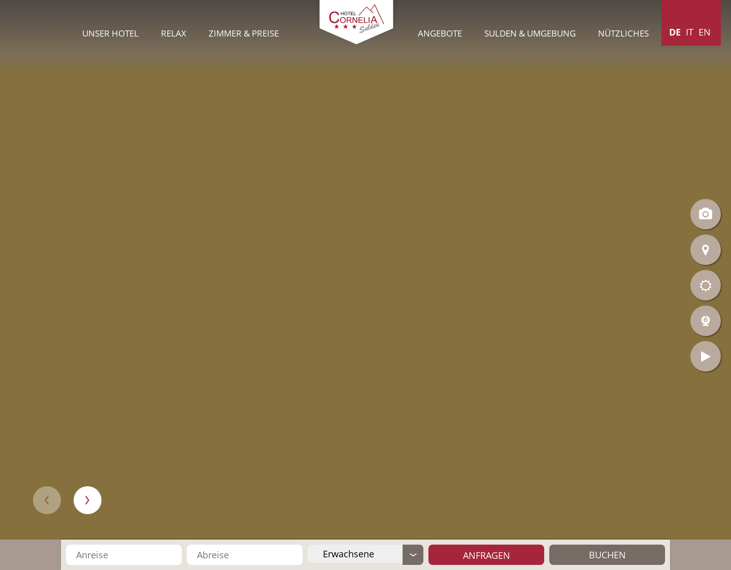 Aktuelle Website-Vorschau von Hotel Cornelia in Sulden