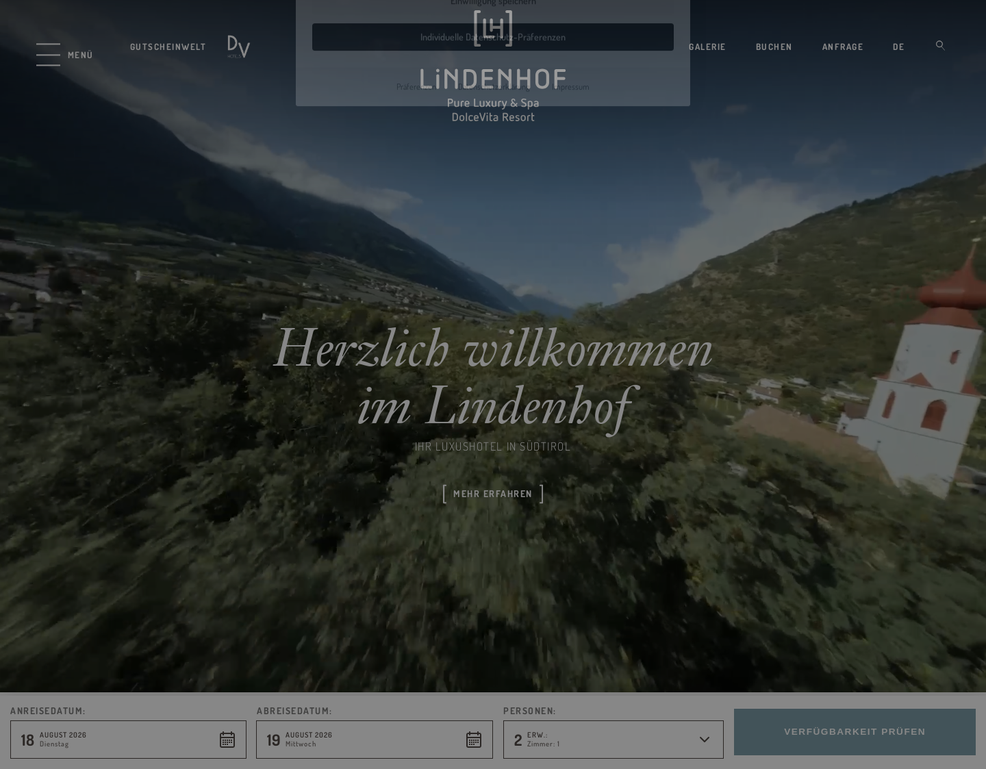 Aktuelle Website-Vorschau von Design- & Stylehotel Lindenhof