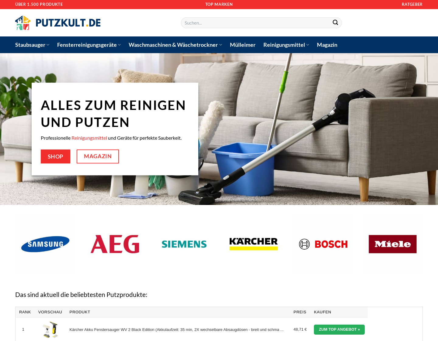 Aktuelle Website-Vorschau von PutzKULT - Putzen macht glücklich!
