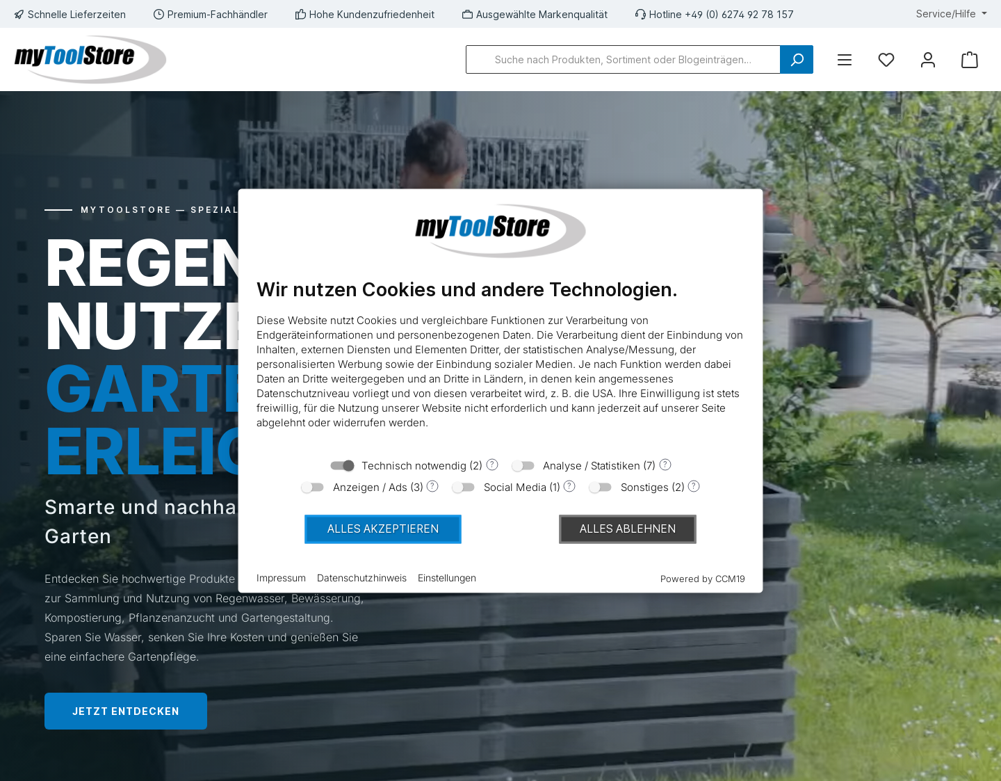 Aktuelle Website-Vorschau von mytoolstore Werkzeug Online-Shop