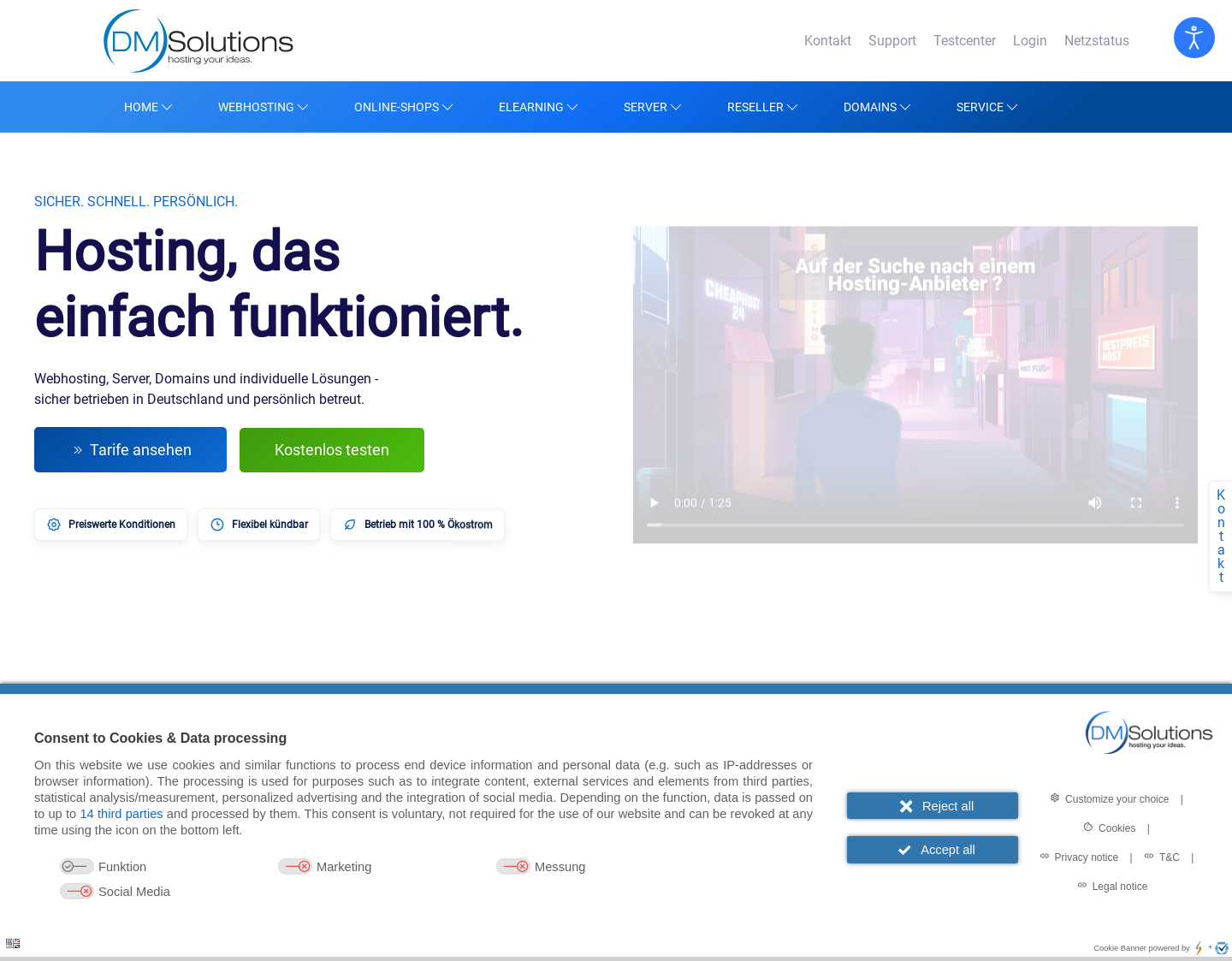 Aktuelle Website-Vorschau von Webhosting