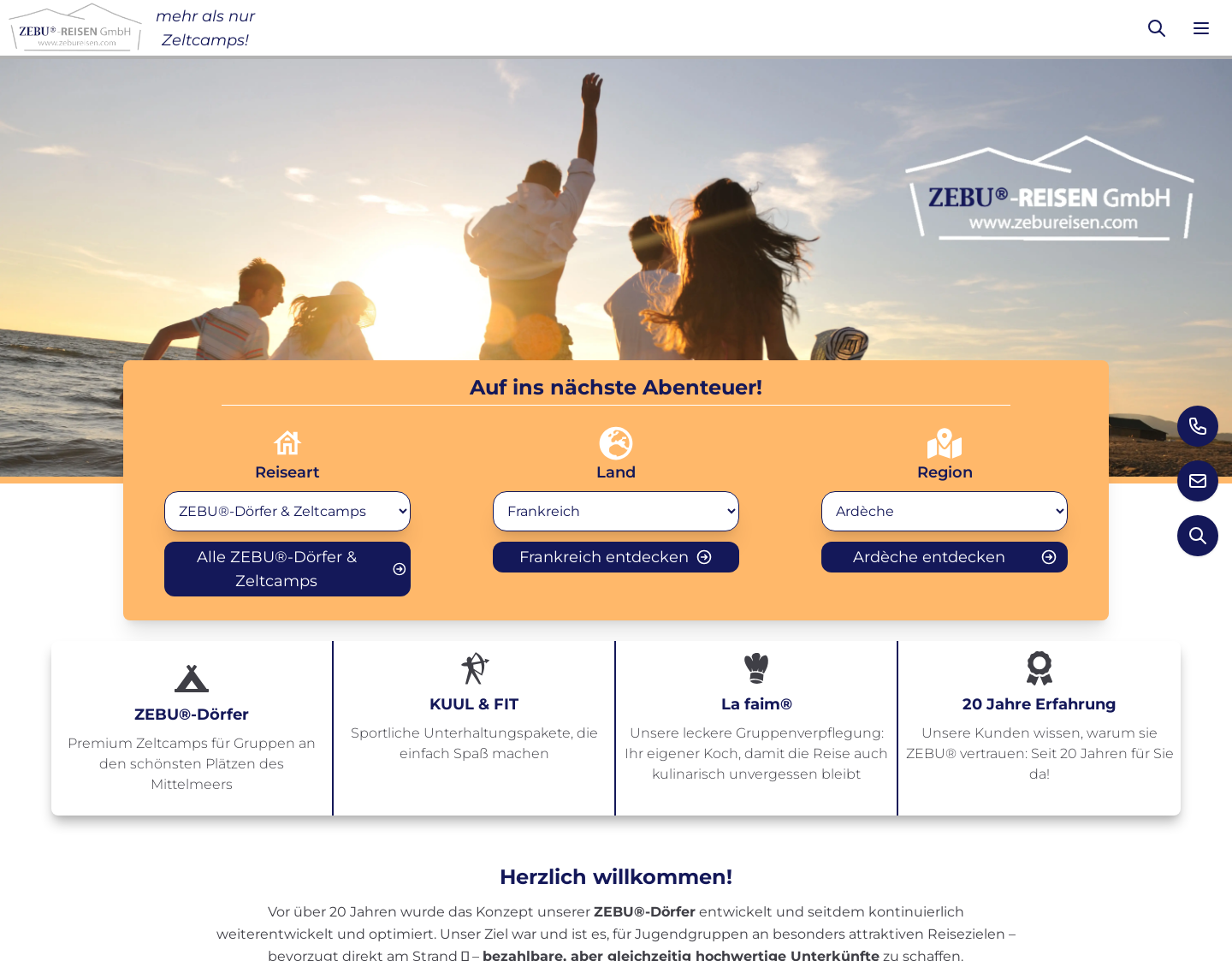 Aktuelle Website-Vorschau von ZEBU-Reisen GmbH