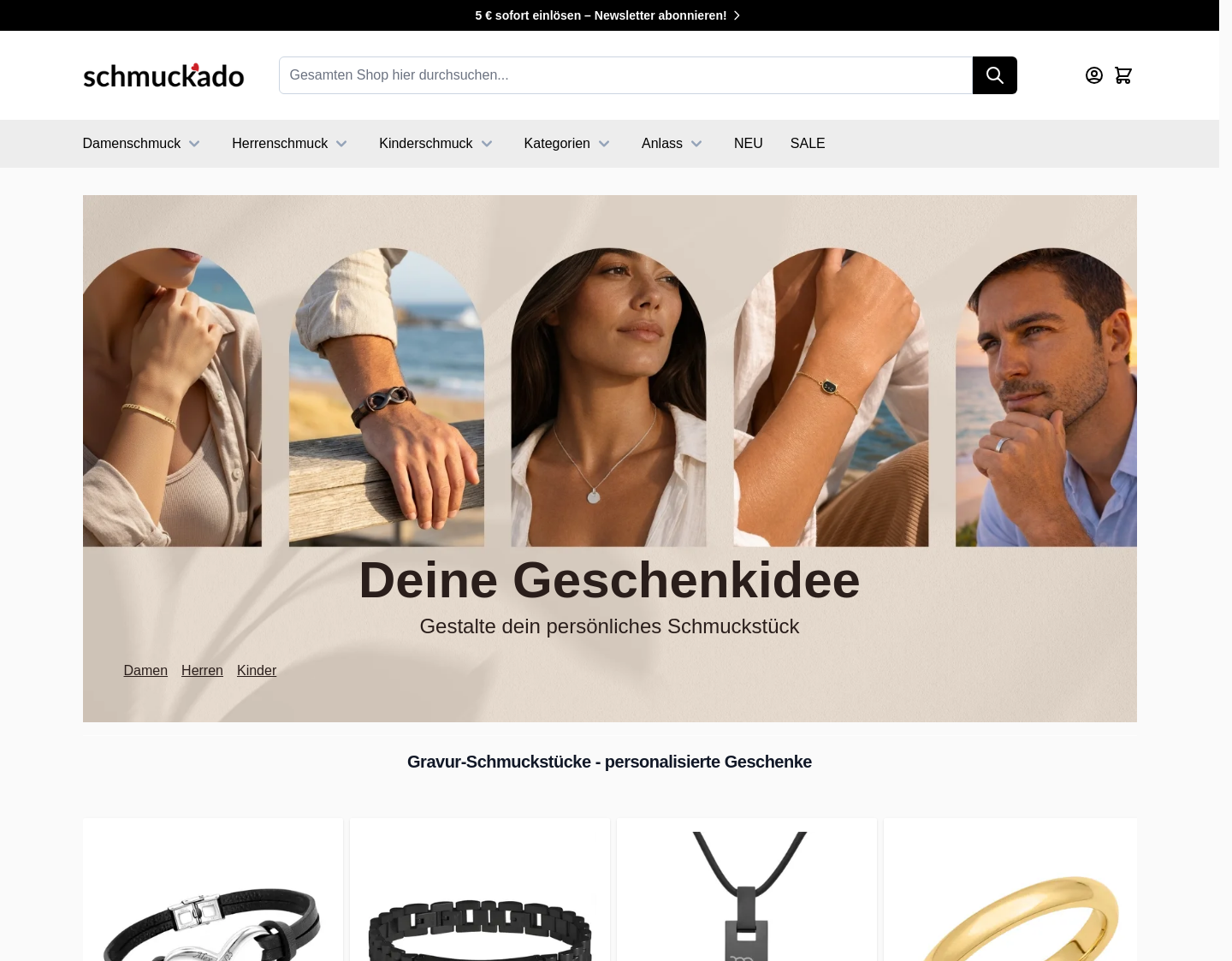 Aktuelle Website-Vorschau von Schmuck mit Gravur Schmuck Online