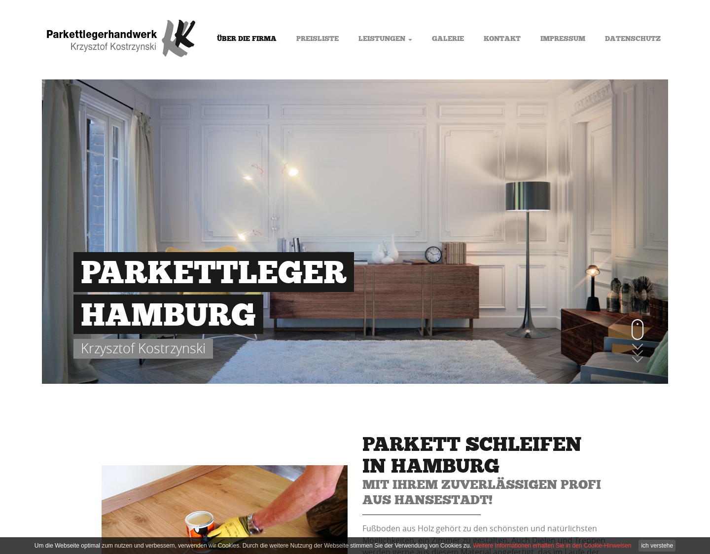 Aktuelle Website-Vorschau von Parkett abschleifen Hamburg