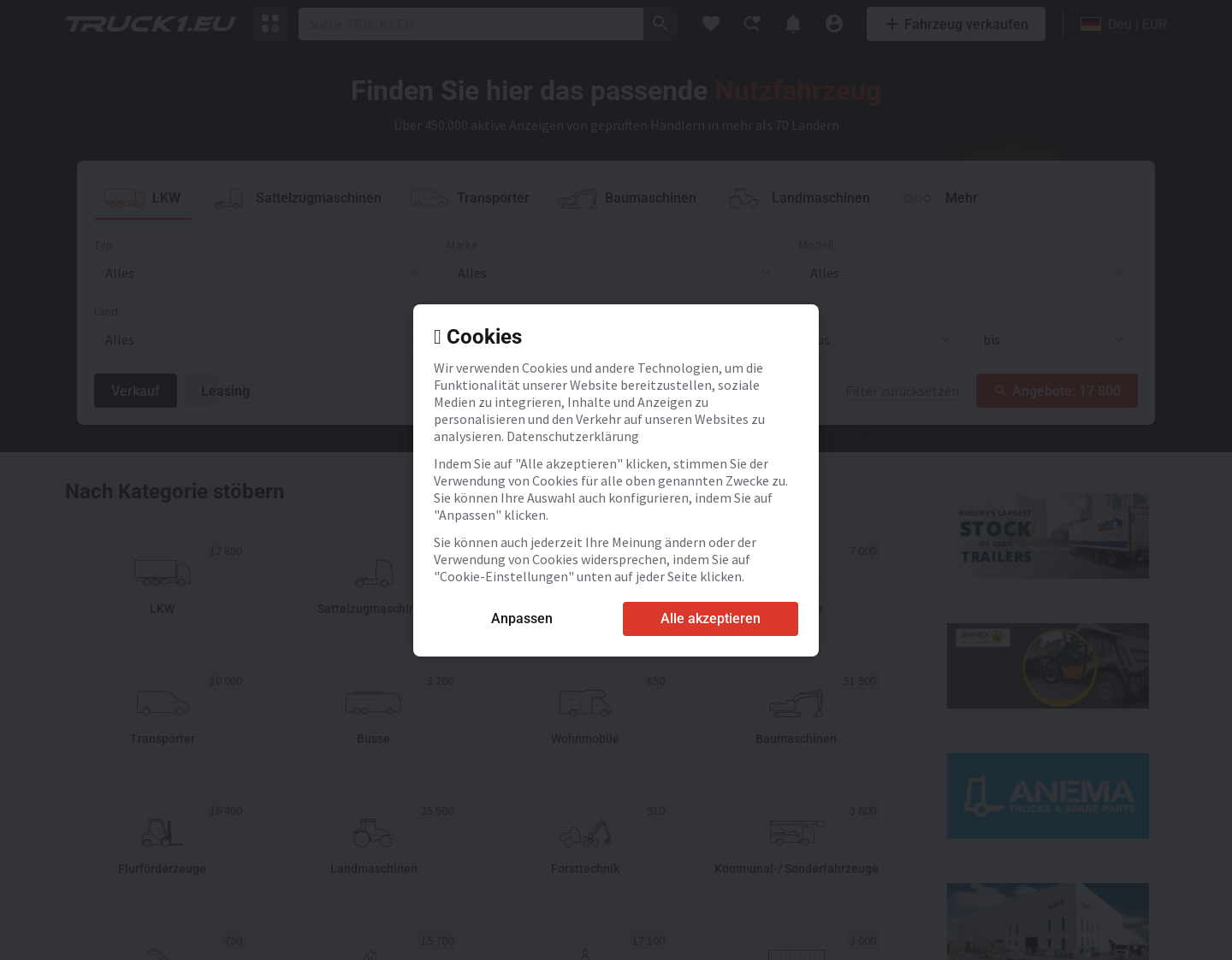 Aktuelle Website-Vorschau von Gebrauchte LKW und Nutzfahrzeuge