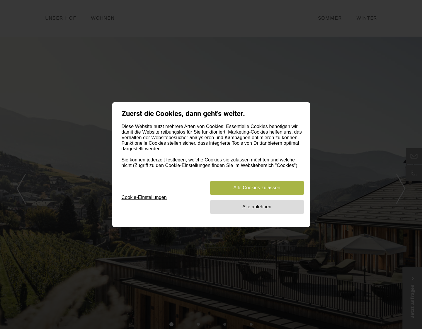 Aktuelle Website-Vorschau von Ölackerer Hof Neustift Südtirol