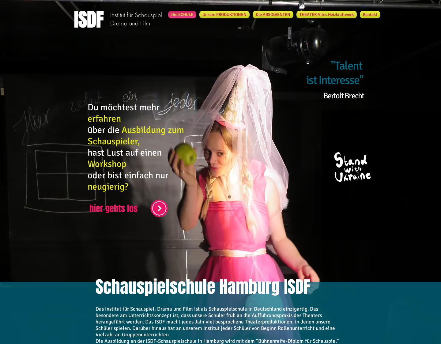 Aktuelle Website-Vorschau von ISDF - Schauspielschule Hamburg