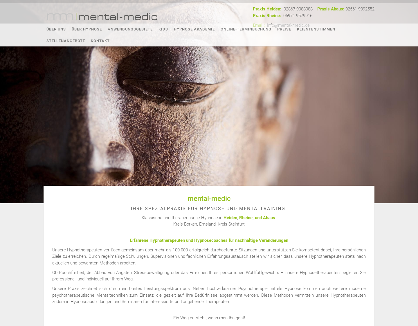 Aktuelle Website-Vorschau von Mental Medic - Hilfe durch Hypnose