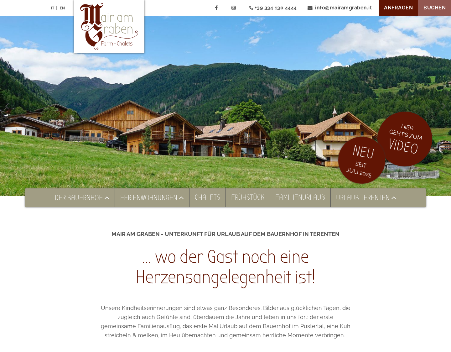 Aktuelle Website-Vorschau von Urlaub am Bauernhof im Pustertal