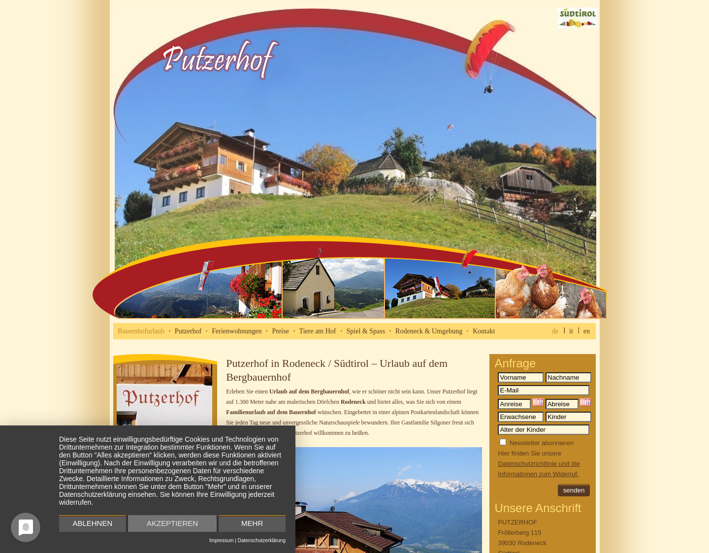 Aktuelle Website-Vorschau von Südtirolurlaub auf dem Putzerhof