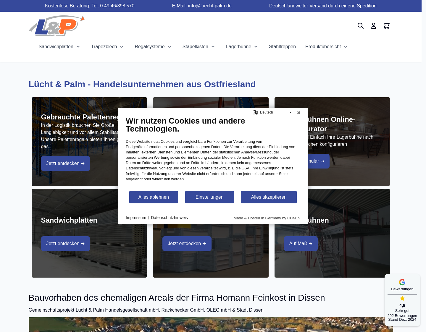 Aktuelle Website-Vorschau von Lücht & Palm Handelsgesellschaft