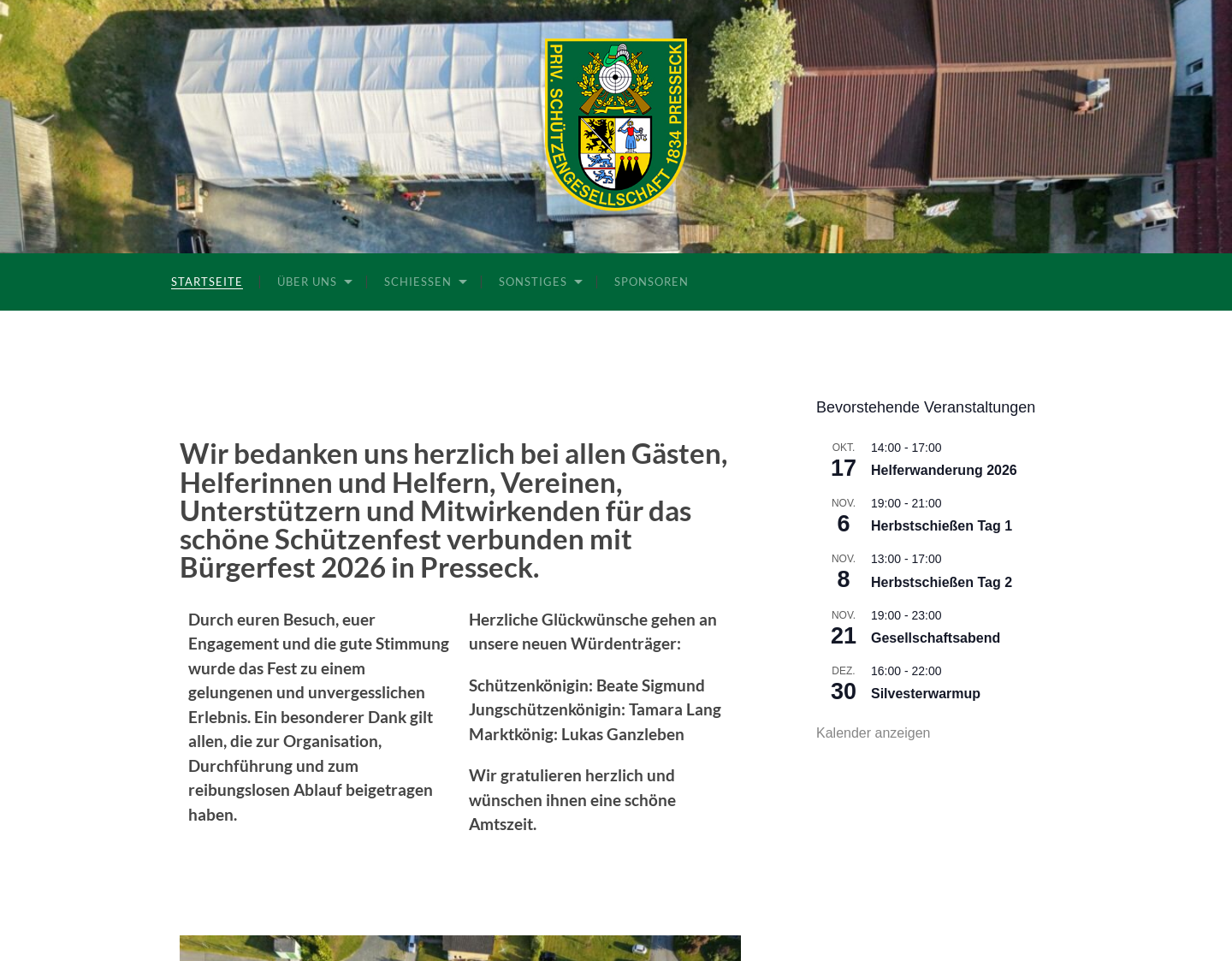 Aktuelle Website-Vorschau von Priv. Schützengesellschaft Presseck
