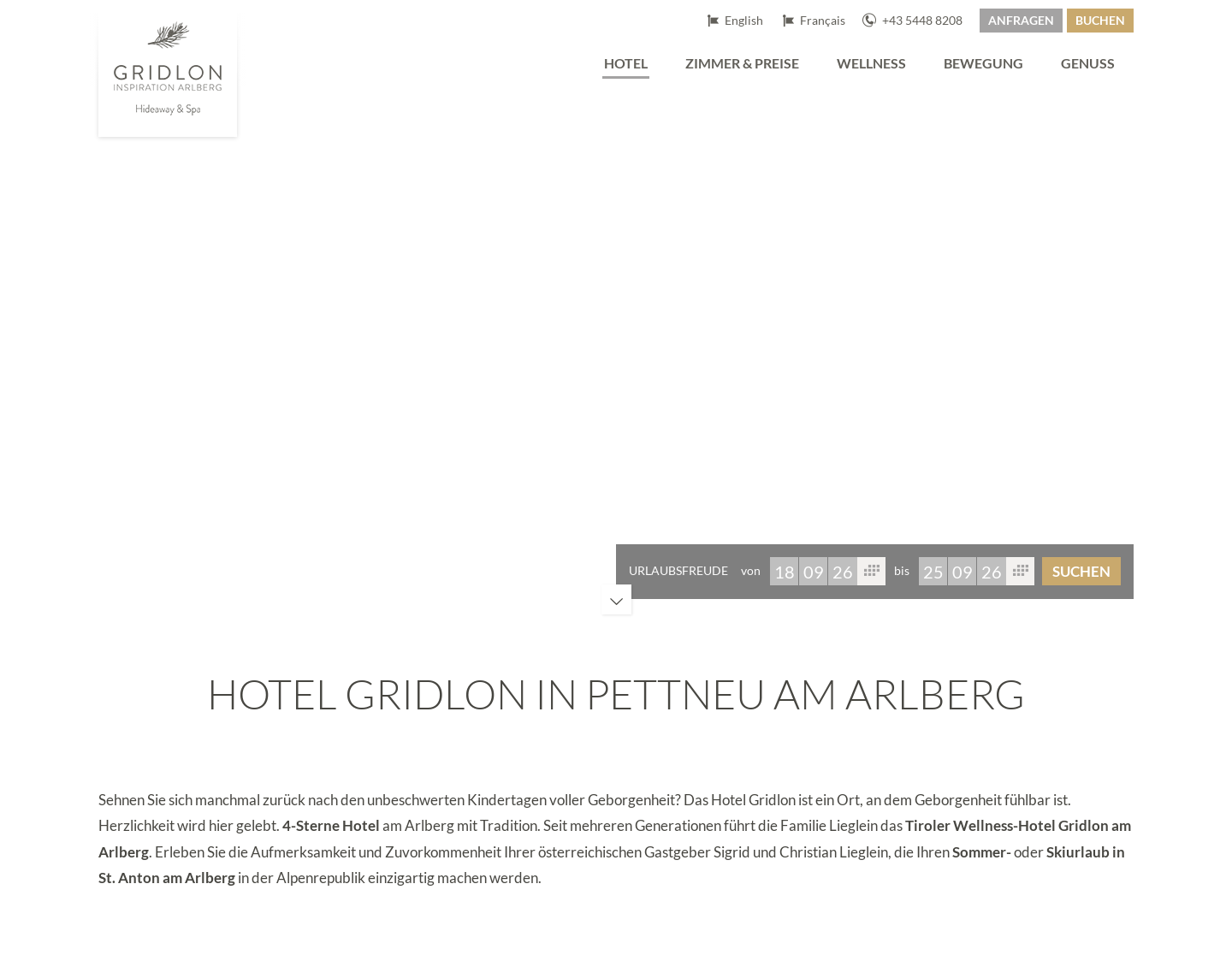 Aktuelle Website-Vorschau von Wellness-Hotel am Arlberg in Tirol