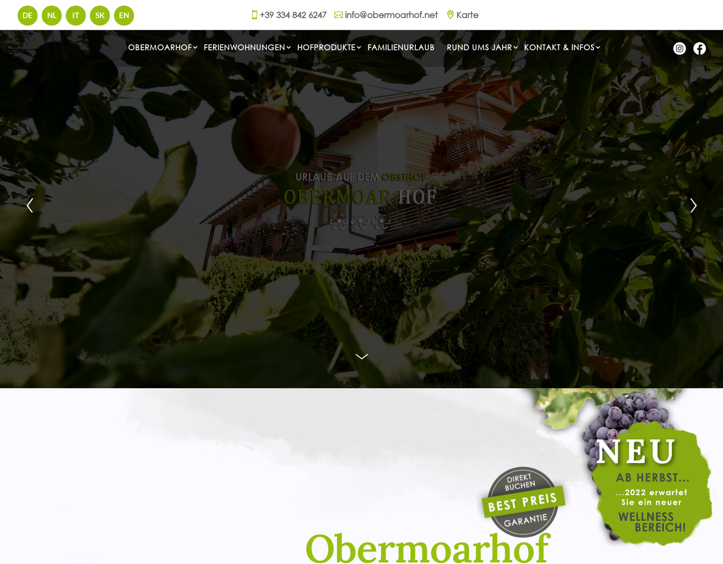 Aktuelle Website-Vorschau von Ferienhof ? Brixen / Südtirol