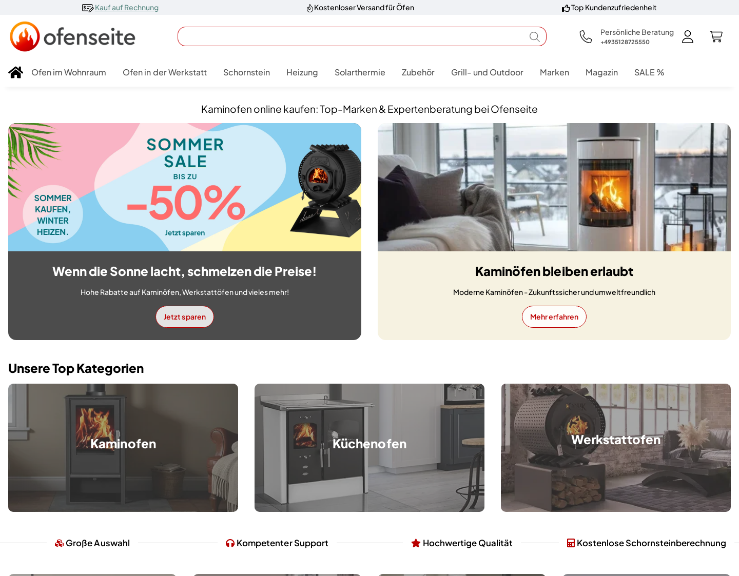 Aktuelle Website-Vorschau von ofenseite.com - Ihr Ofenspezialist