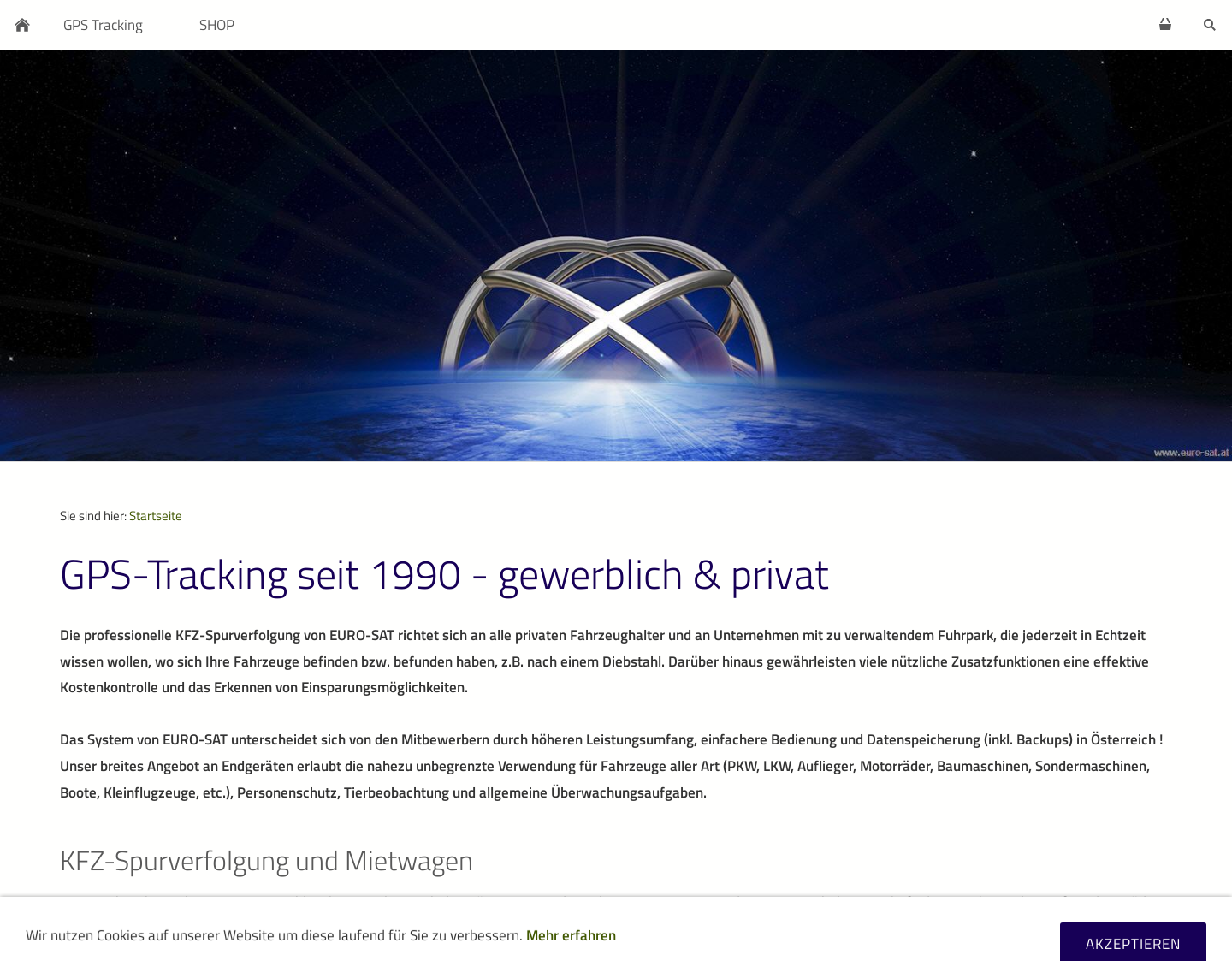 Aktuelle Website-Vorschau von Fahrzeug und Personen Tracking, GPS