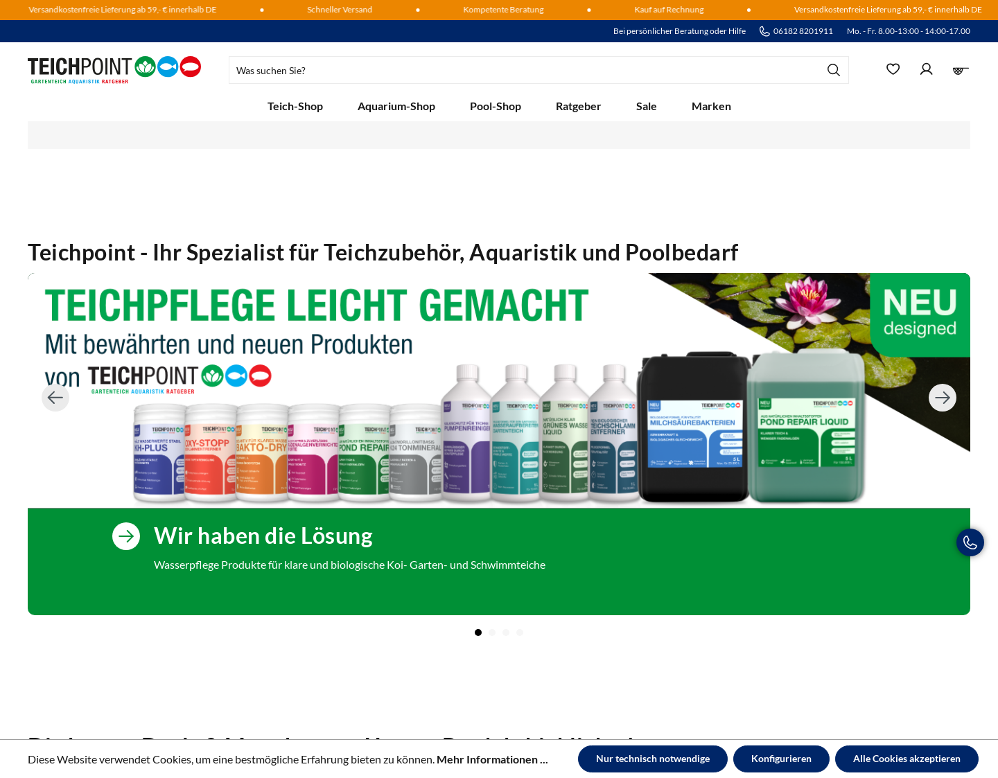 Aktuelle Website-Vorschau von Teichpoint