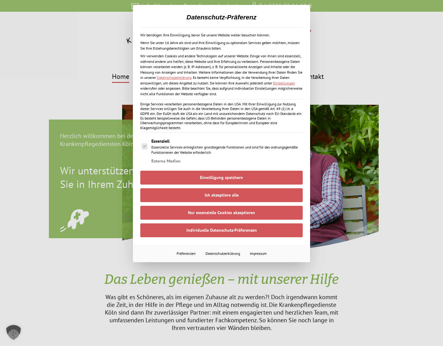 Aktuelle Website-Vorschau von Krankenpflegedienste Köln