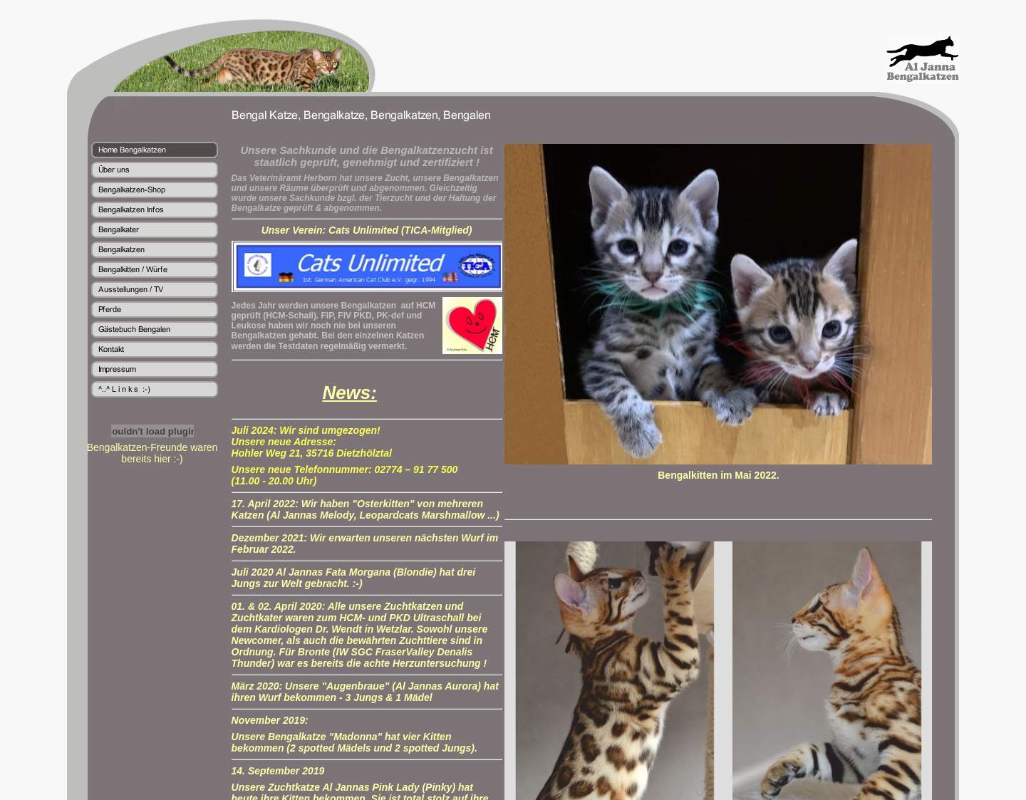 Aktuelle Website-Vorschau von Al Janna Bengalkatzen, Andreas Patz