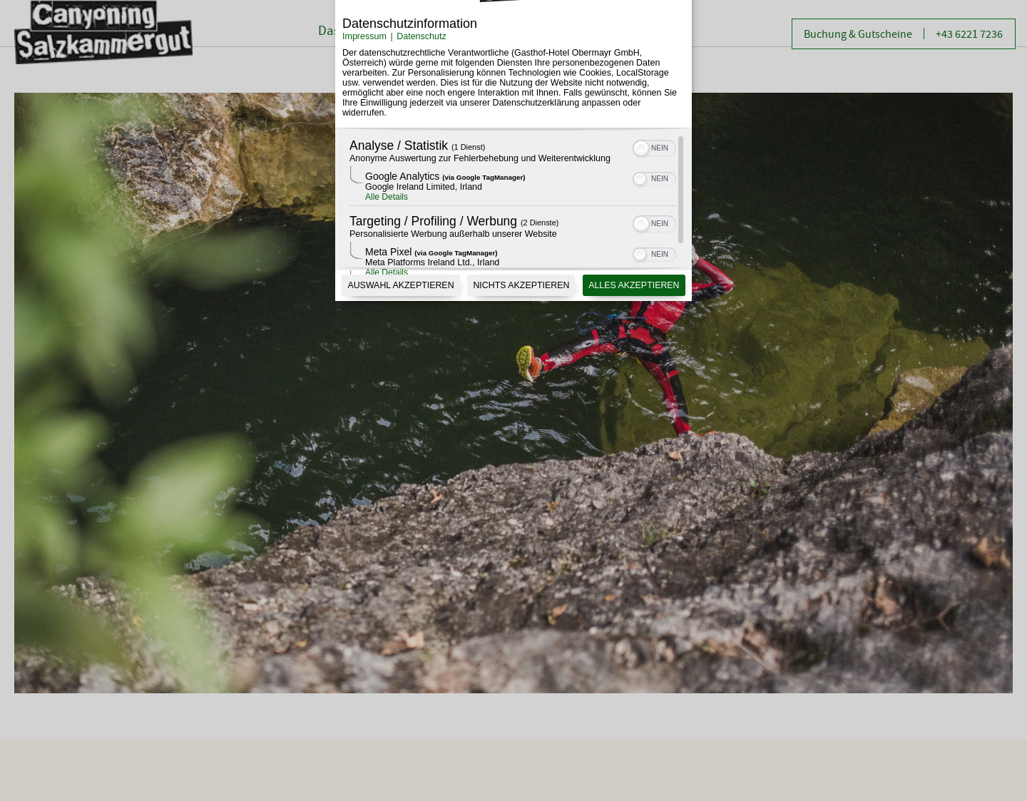 Aktuelle Website-Vorschau von Canyoning im Salzkammergut
