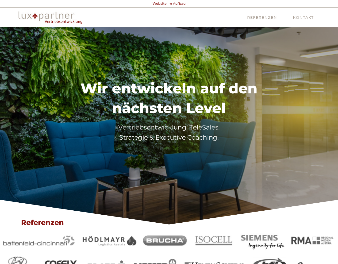 Aktuelle Website-Vorschau von Lux und Partner Verkaufscoachings