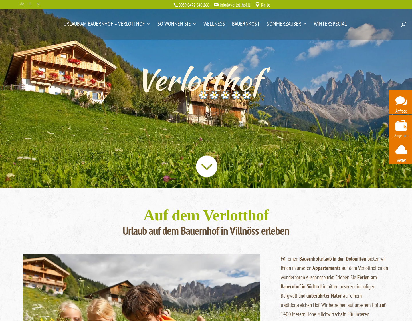 Aktuelle Website-Vorschau von Urlaub am Bauernhof in Villnöss