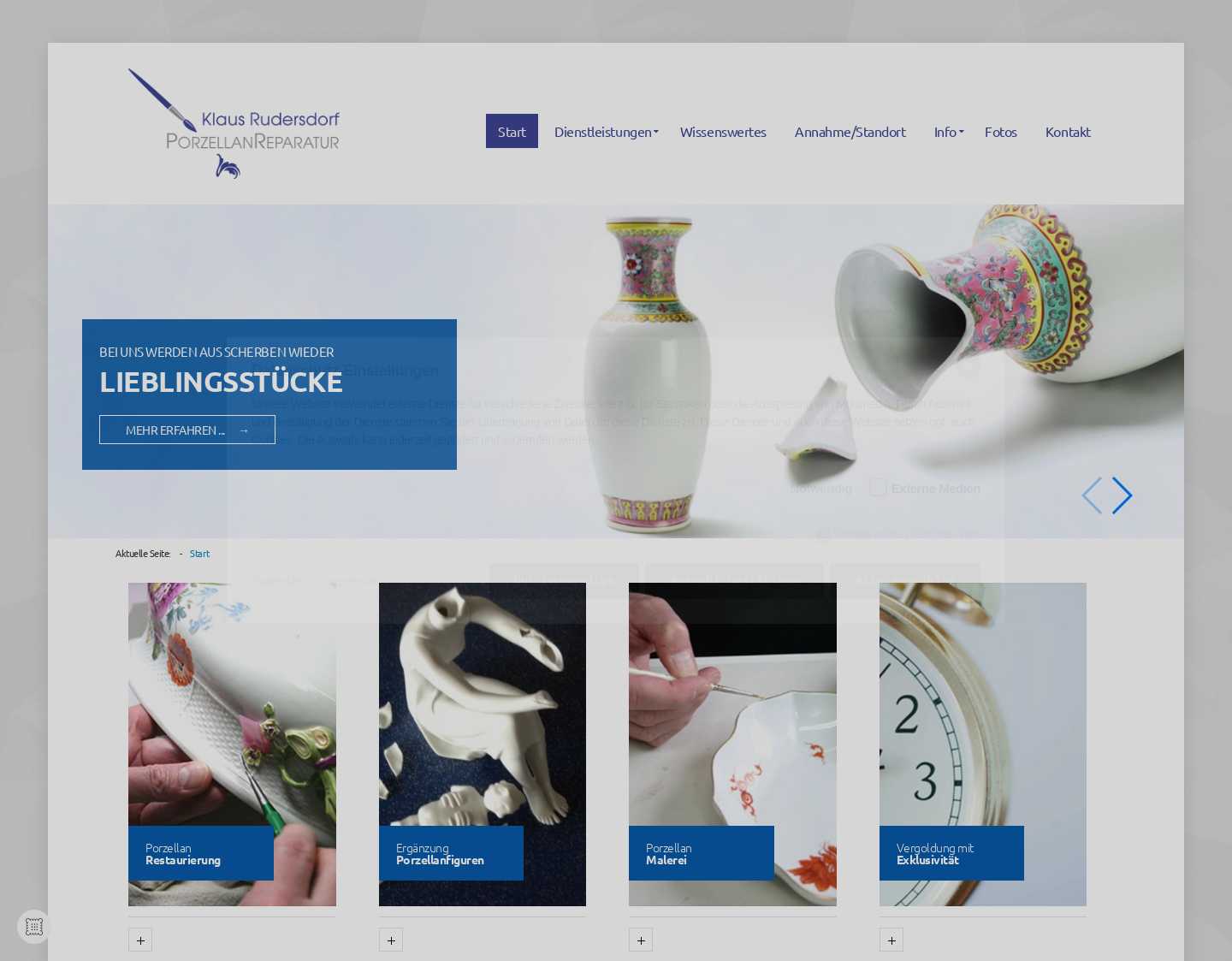 Aktuelle Website-Vorschau von Porzellan Restaurator