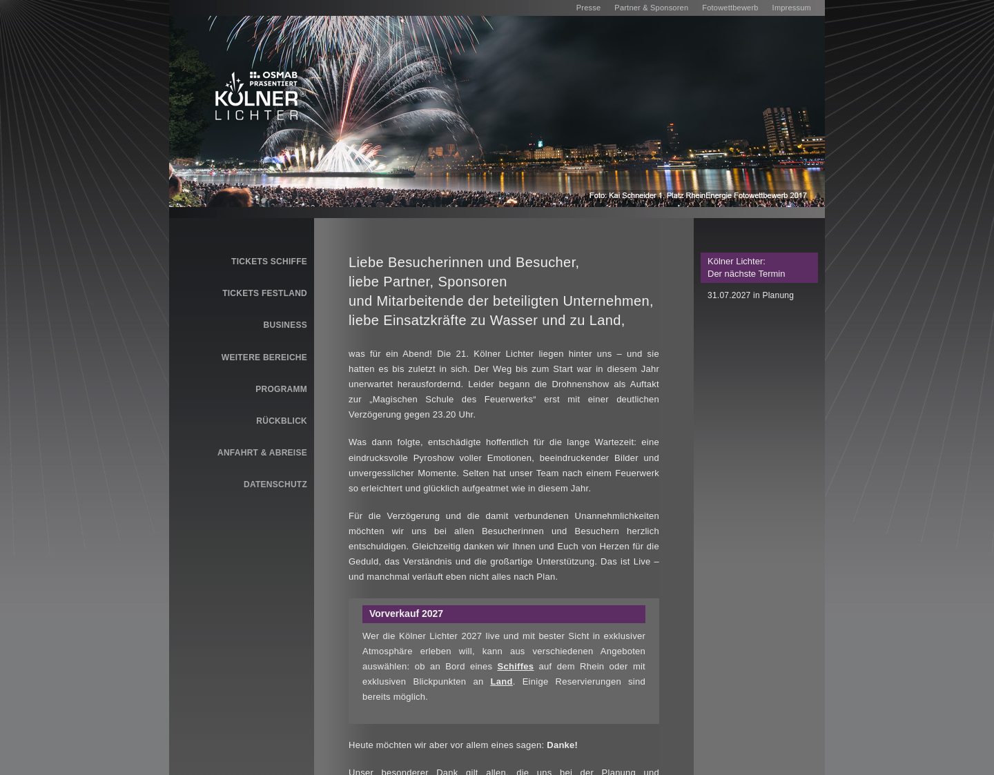 Aktuelle Website-Vorschau von Koelner Lichter