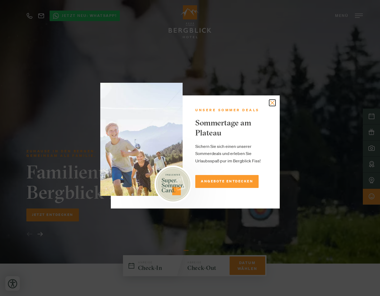 Aktuelle Website-Vorschau von Bergblick Hotel Fiss - Hotel Tirol