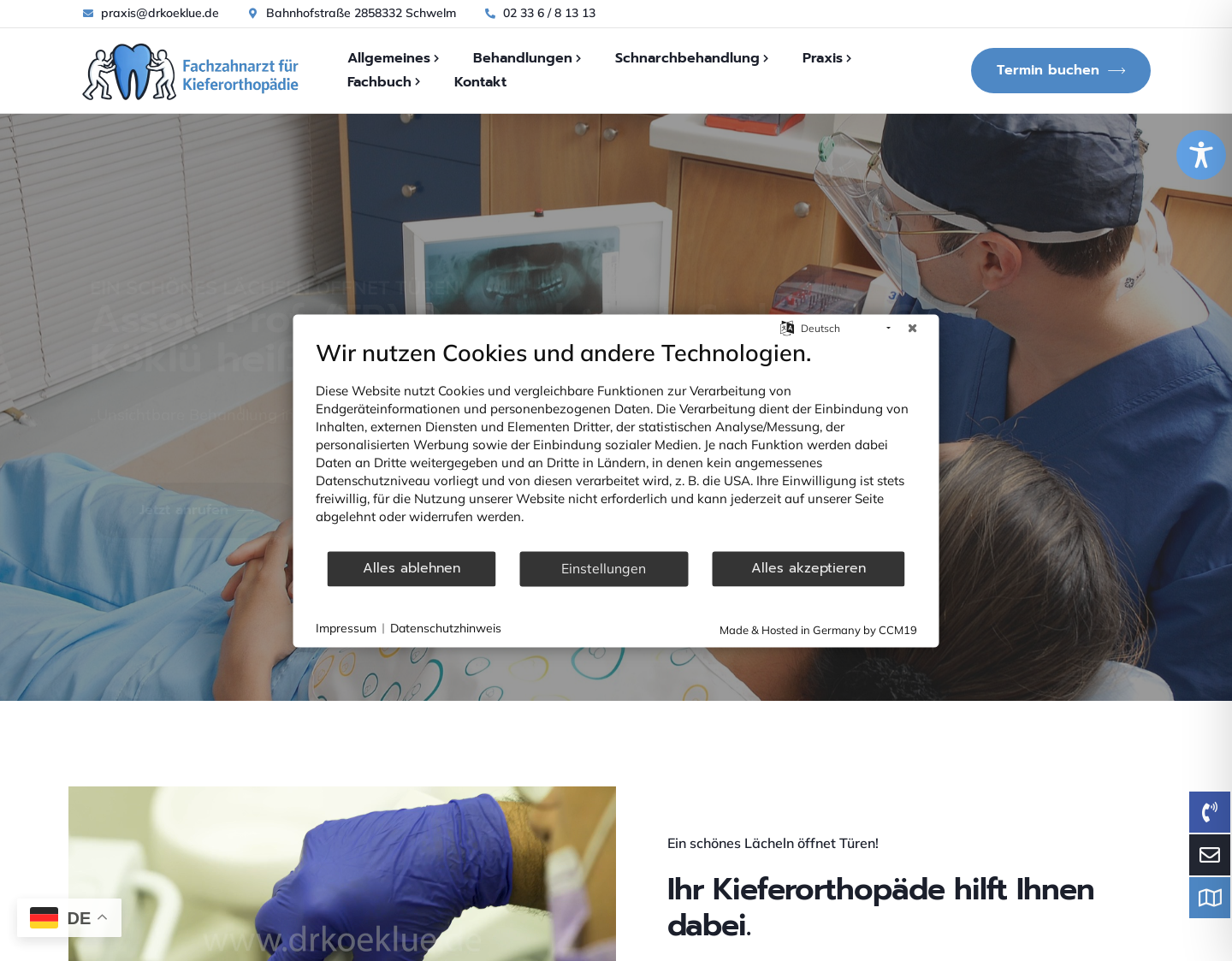 Aktuelle Website-Vorschau von Kieferorthopäde Dr. Köklü -Schwelm/Wuppertal