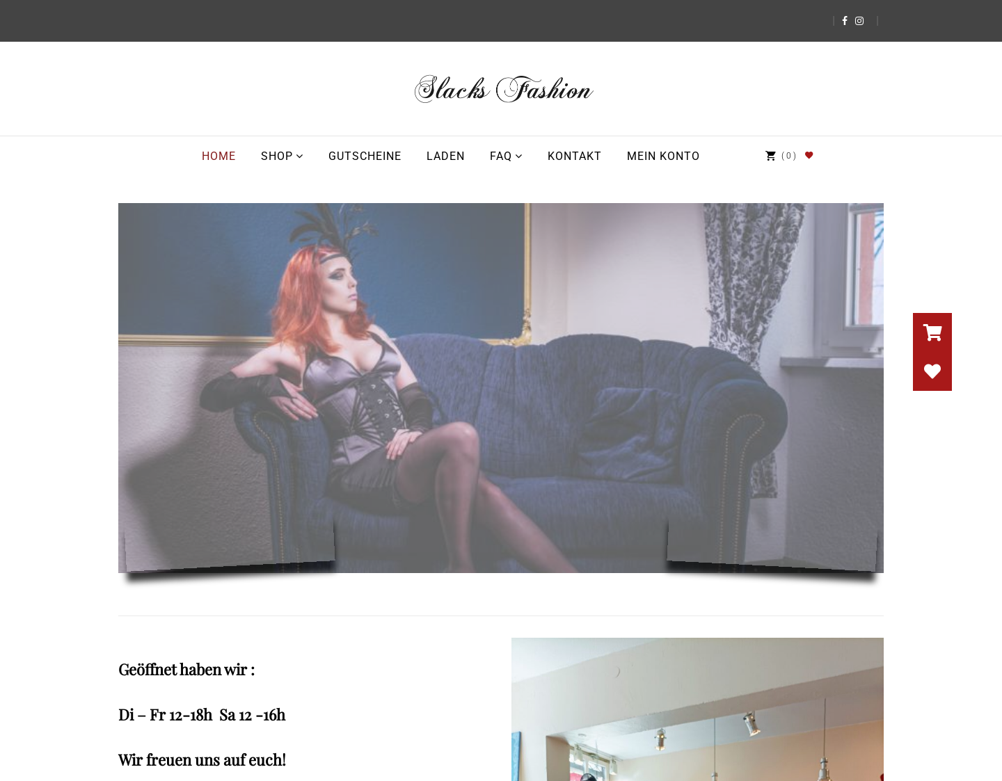 Aktuelle Website-Vorschau von Slacks Fashion - Mode für die Sinne