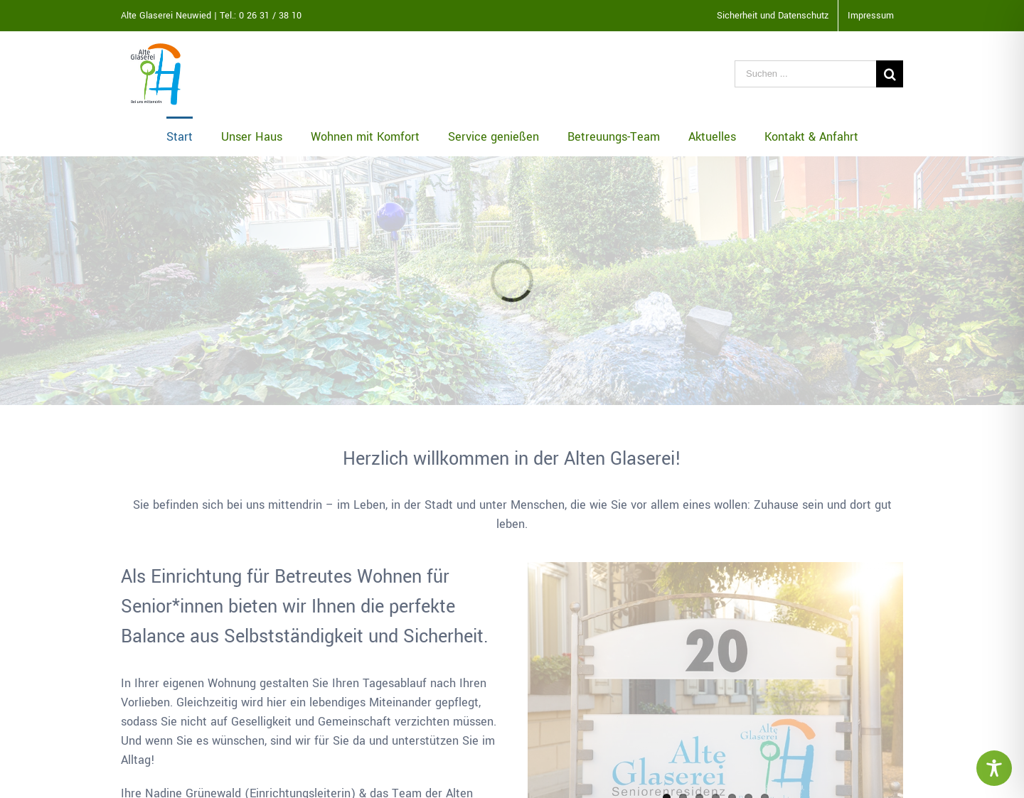 Aktuelle Website-Vorschau von Alte Glaserei - Betreutes Wohnen