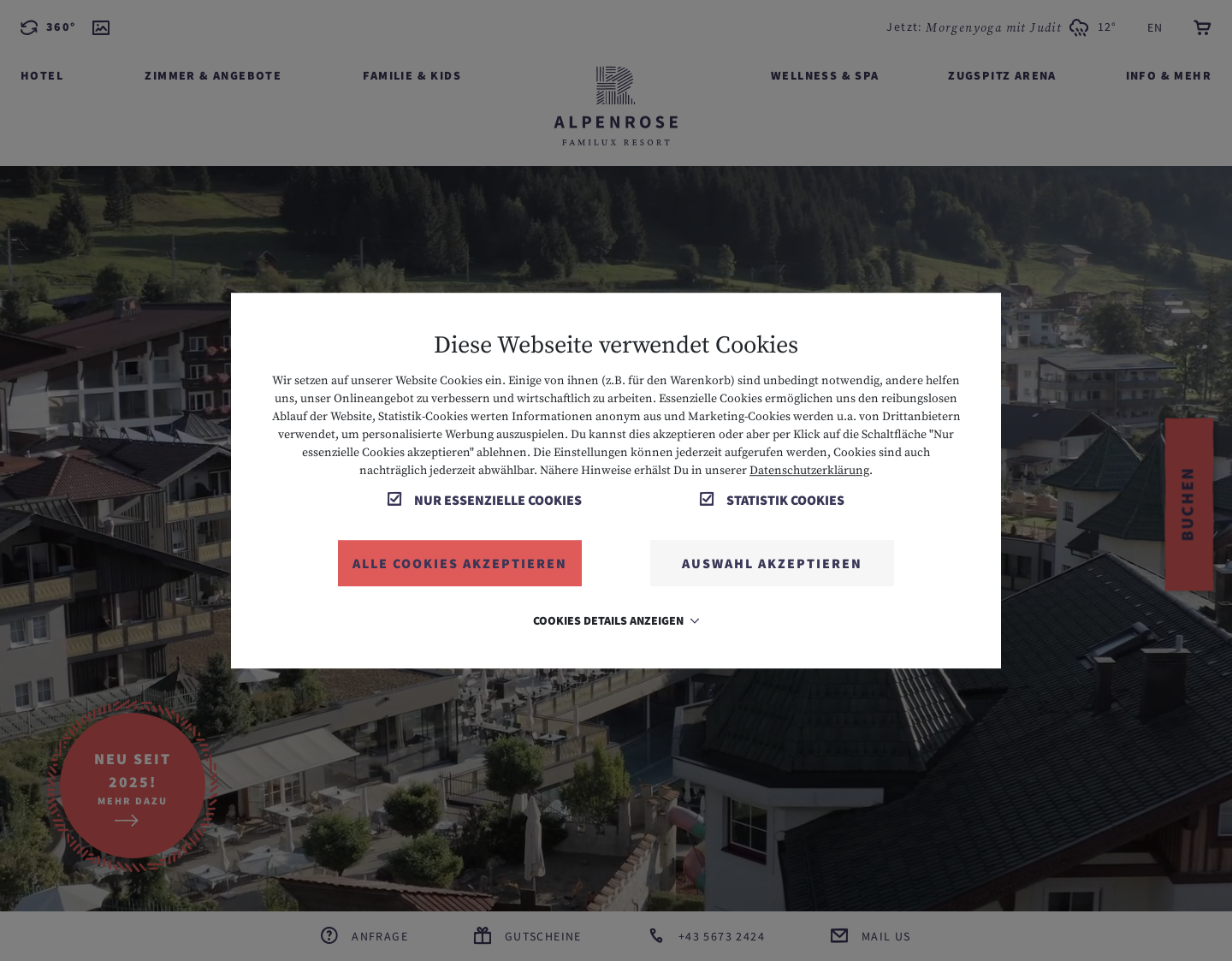 Aktuelle Website-Vorschau von Kinderhotel Alpenrose