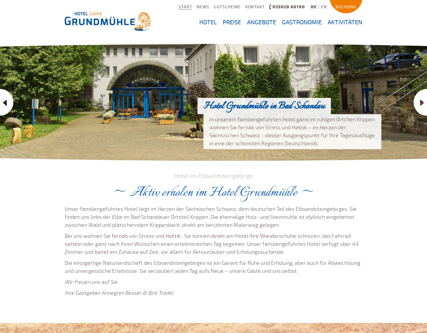 Aktuelle Website-Vorschau von Hotel Grundmühle