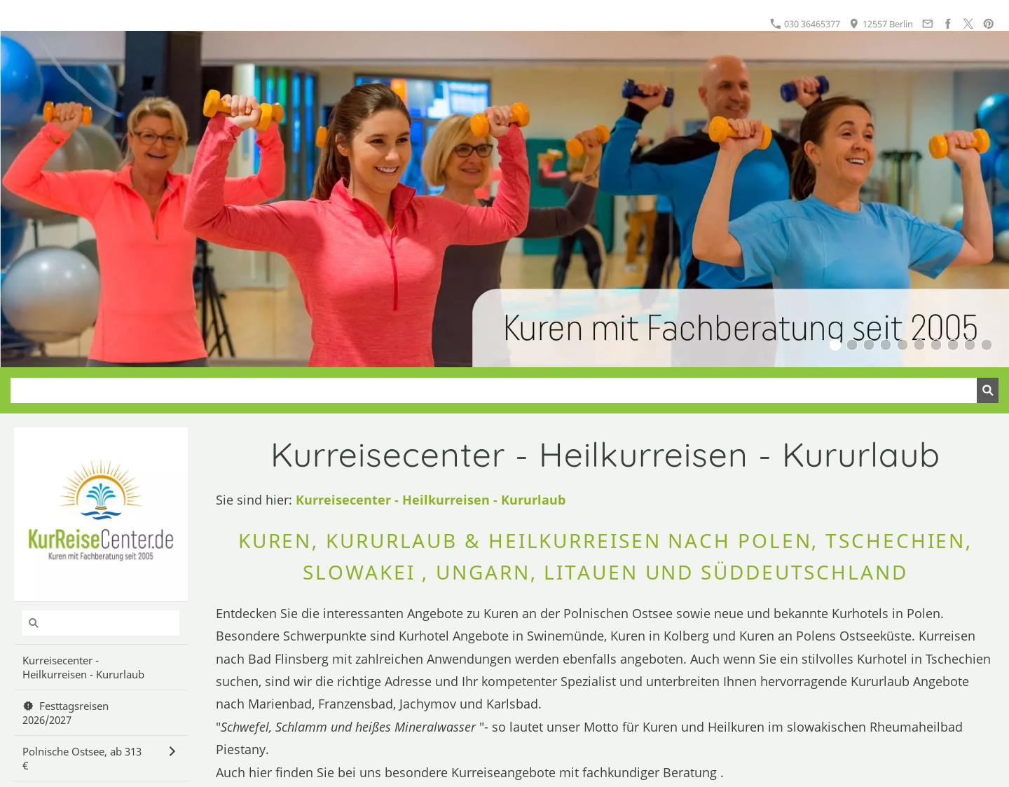 Aktuelle Website-Vorschau von Kurreisen, Kururlaub und Heilkurrei