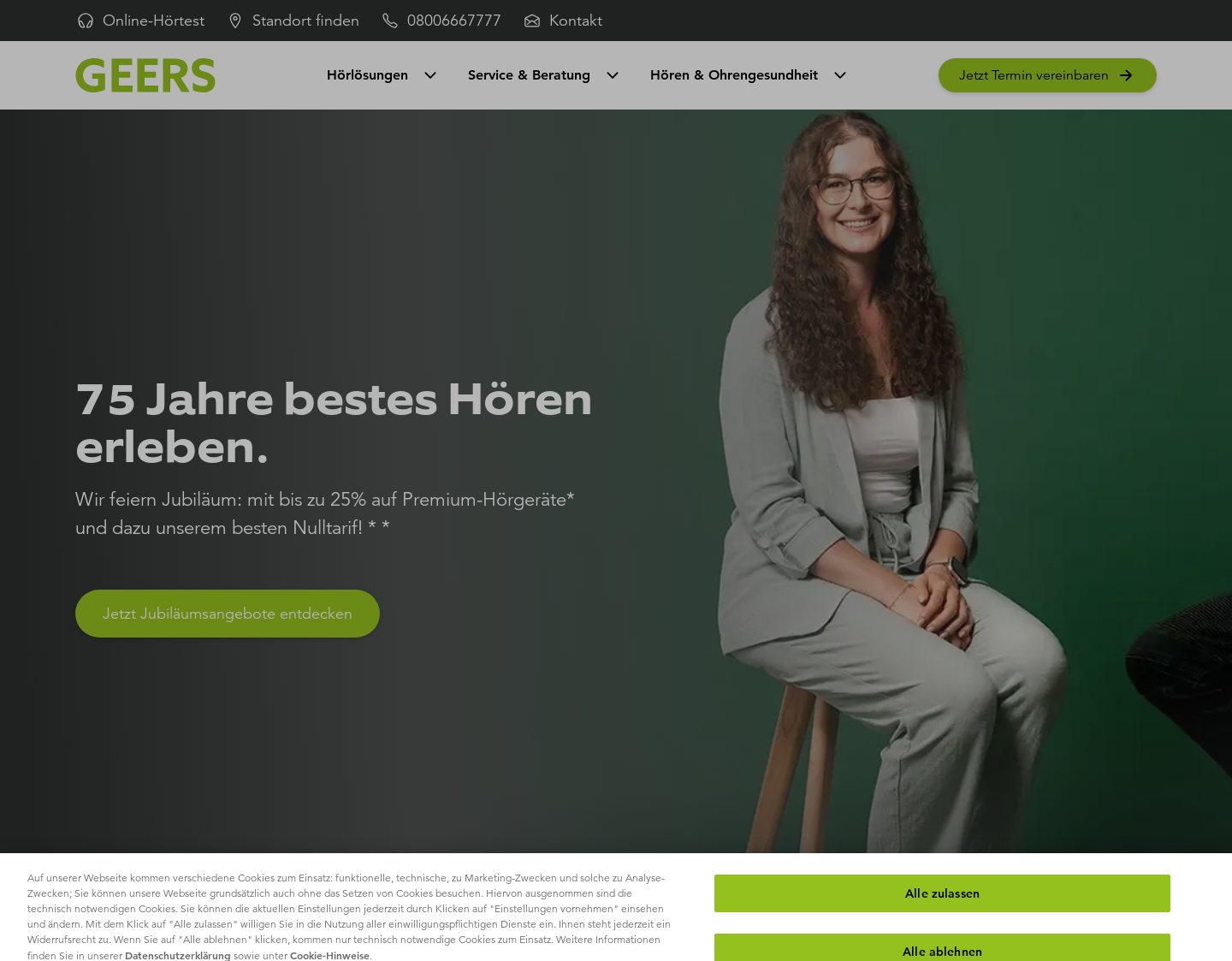 Aktuelle Website-Vorschau von Hörgeräteakustiker GEERS
