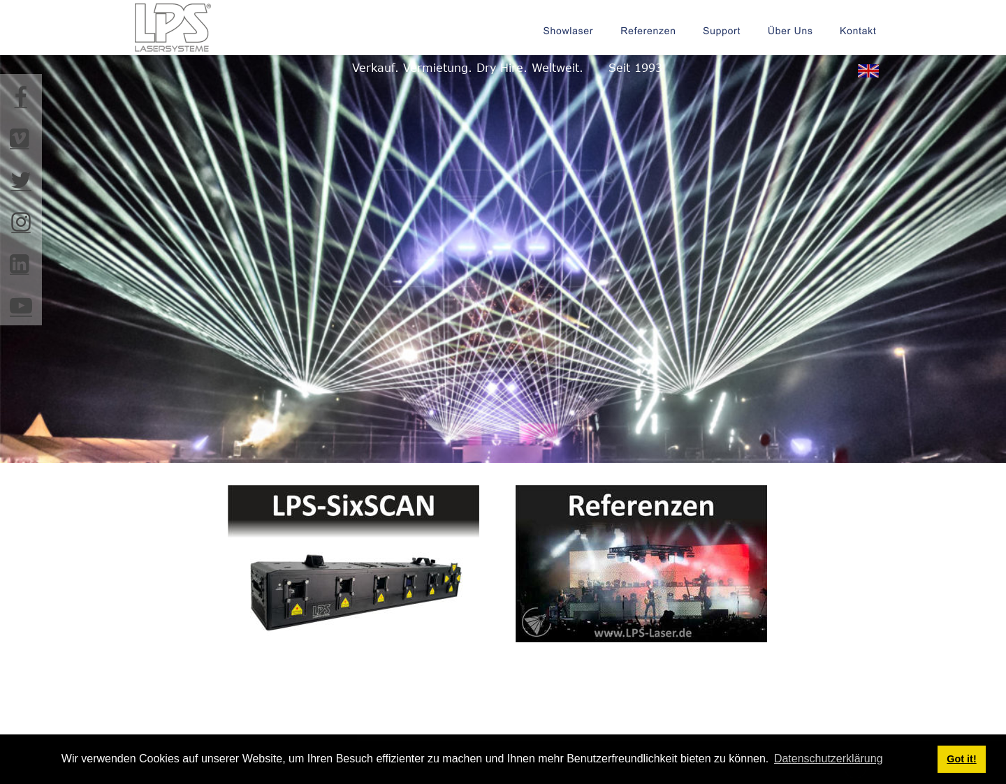 Aktuelle Website-Vorschau von Lasertechnik, Lasershows, Showlaser