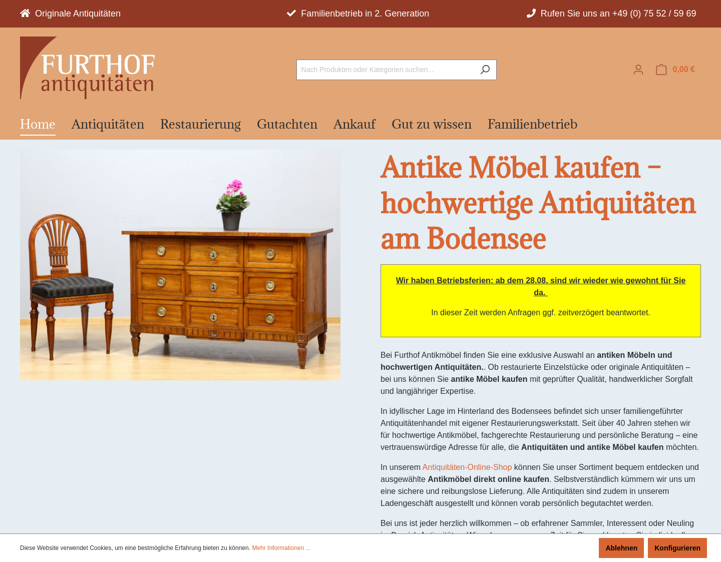 Aktuelle Website-Vorschau von Furthof-Antikmöbel