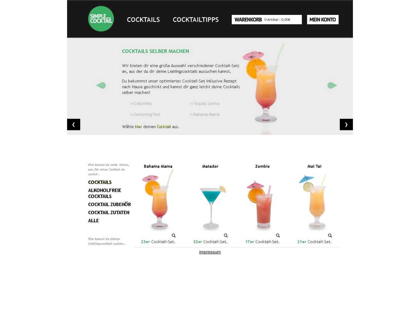 Aktuelle Website-Vorschau von Simple Cocktail