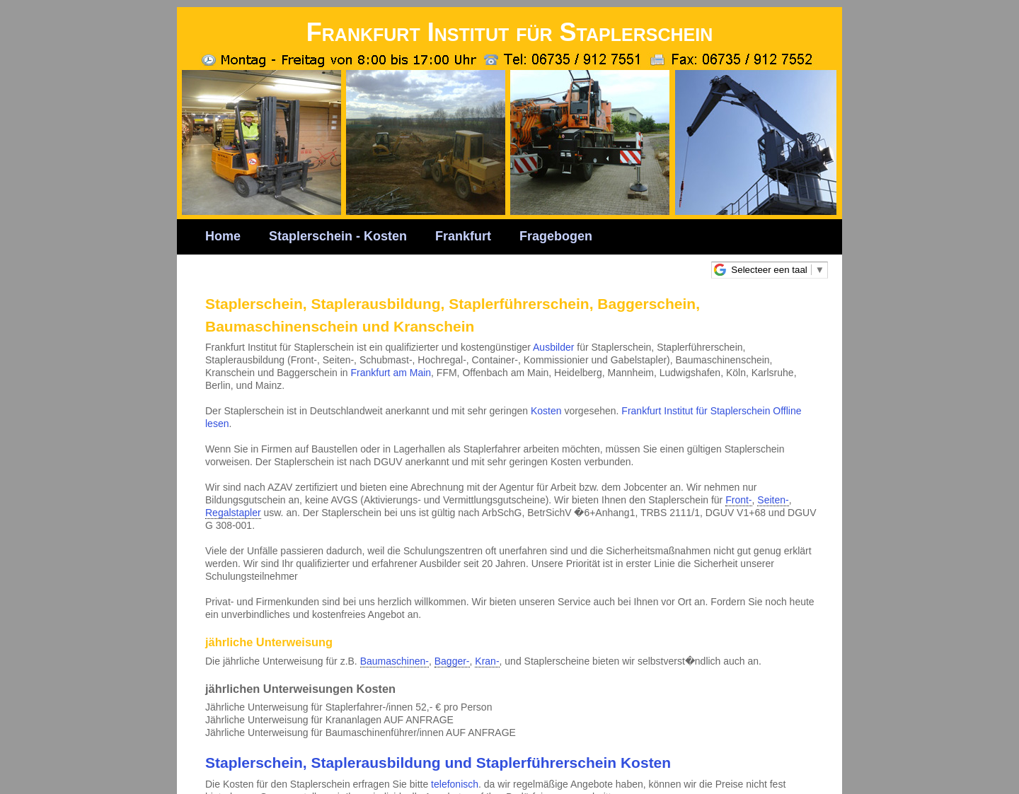 Aktuelle Website-Vorschau von Frankfurt Institut für Staplerschein