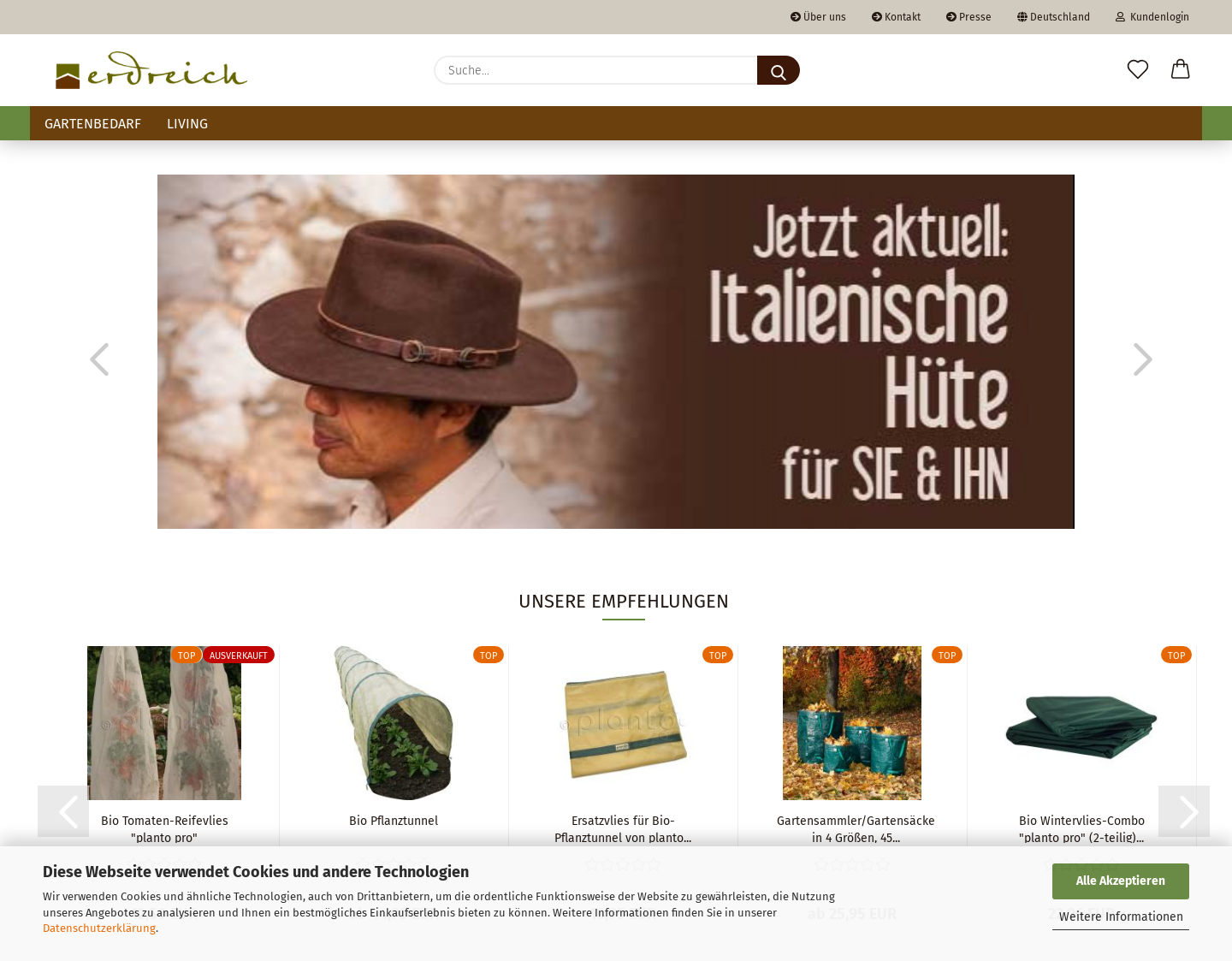 Aktuelle Website-Vorschau von erdreich Gartenbedarf-Versandhandel