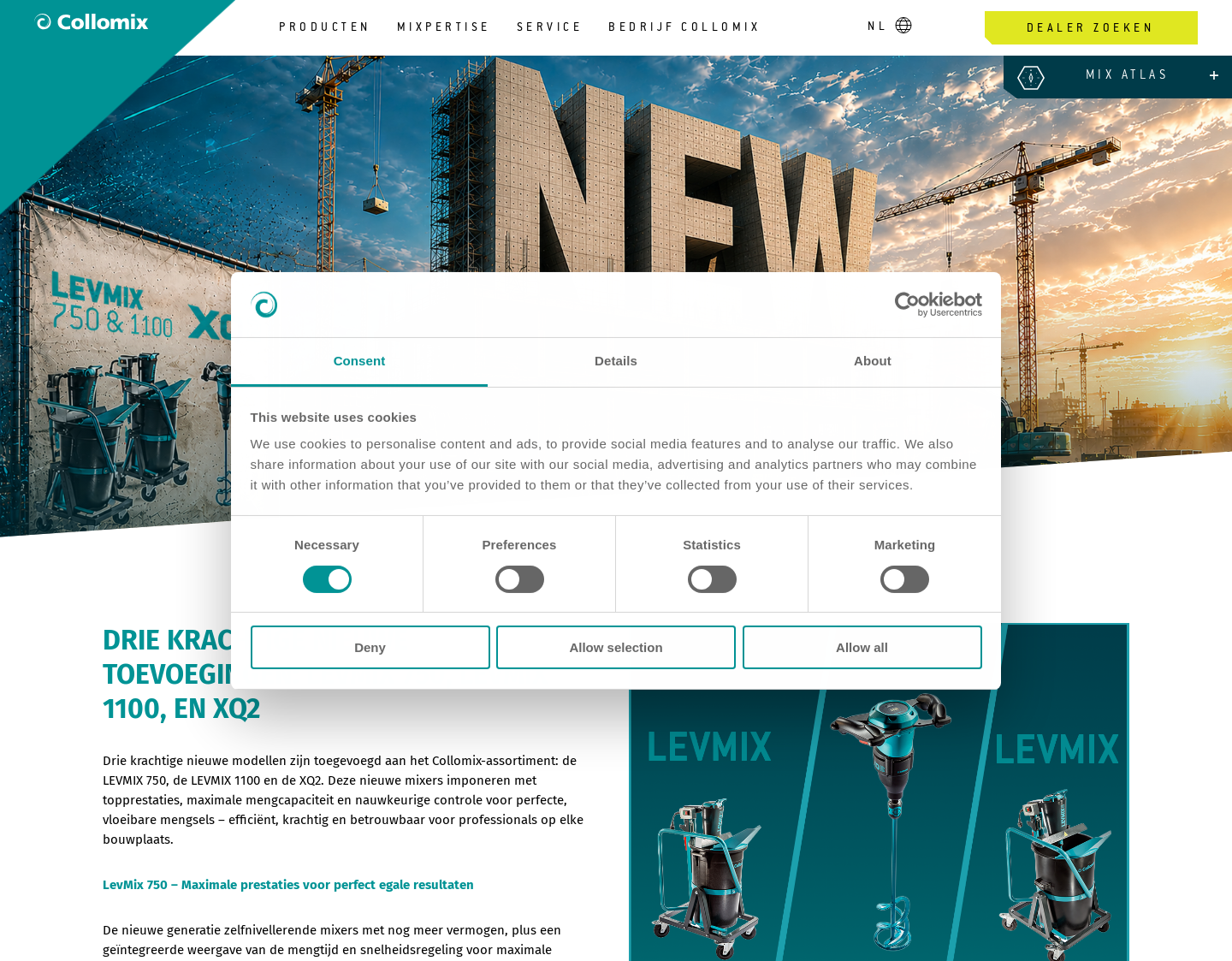 Aktuelle Website-Vorschau von Collomix Rühr- und Mischgeräte GmbH