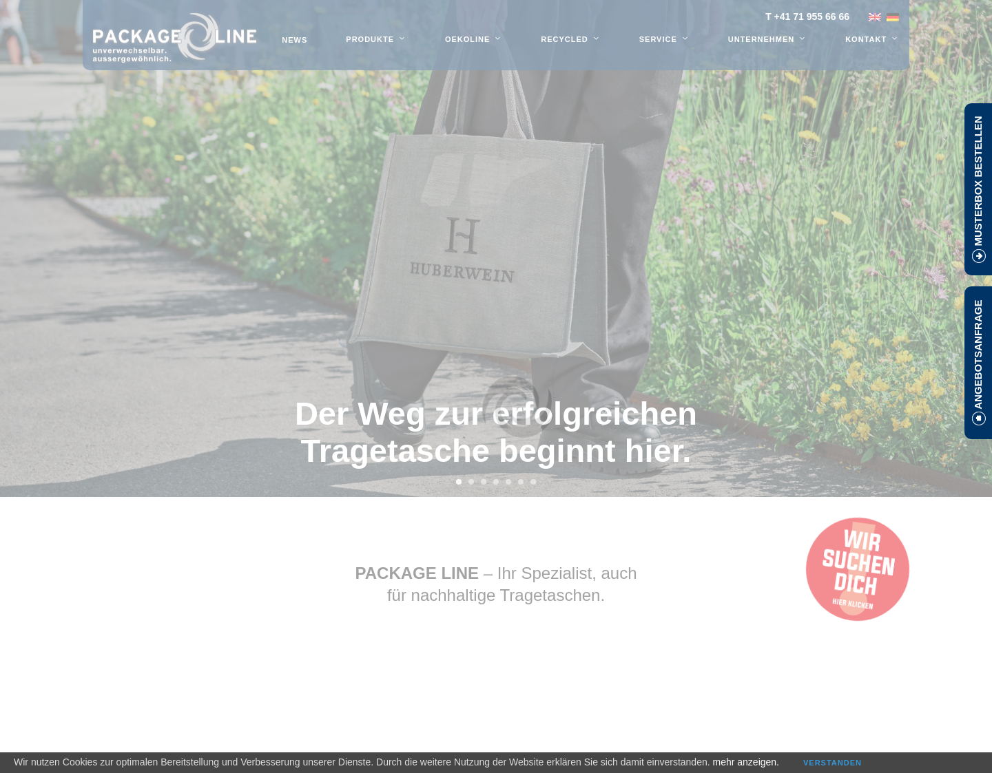 Aktuelle Website-Vorschau von Package-line GmbH - Tragetaschen