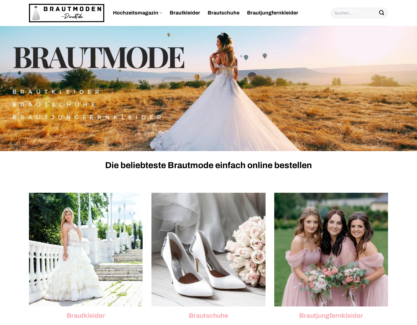 Aktuelle Website-Vorschau von Hochzeitsmode - perfekt und schick