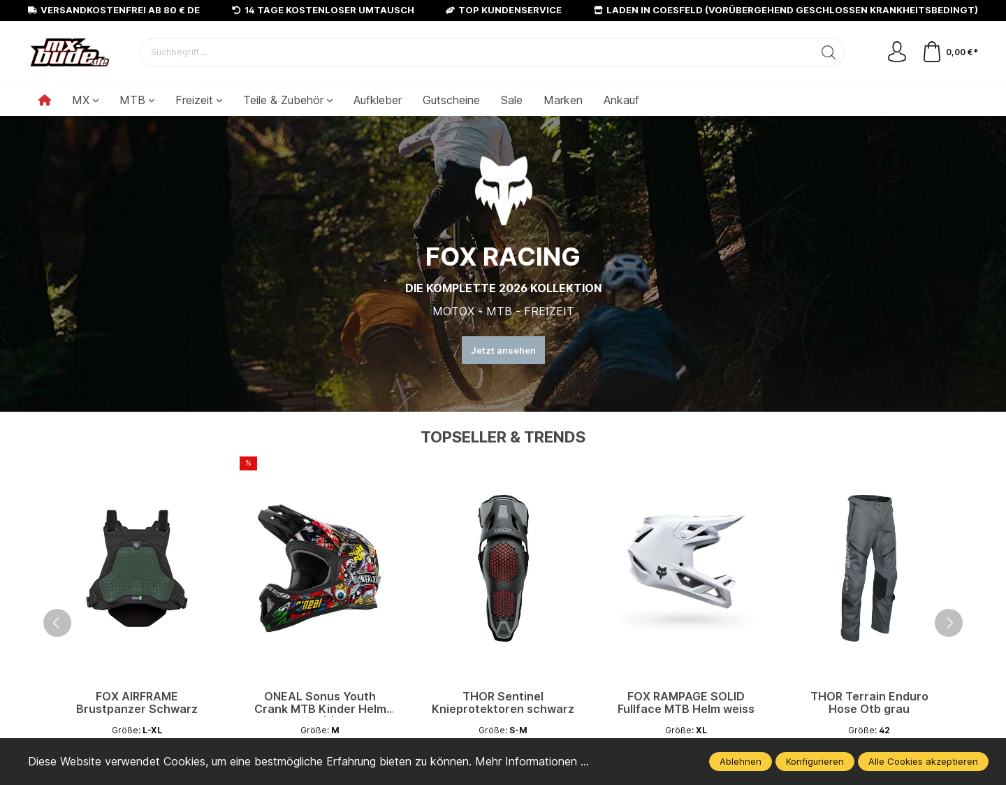 Aktuelle Website-Vorschau von Enduro-Motocross Ersatzteile erwerben