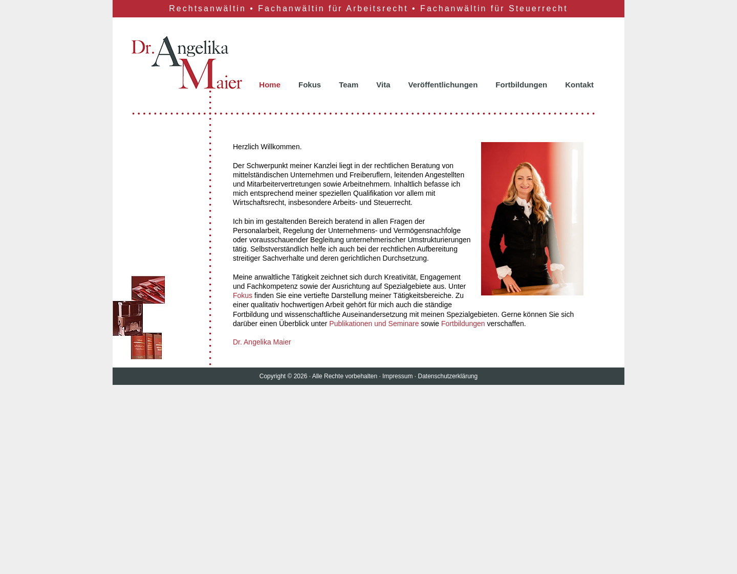 Aktuelle Website-Vorschau von Rechtsanwältin Dr. Angelika Maier